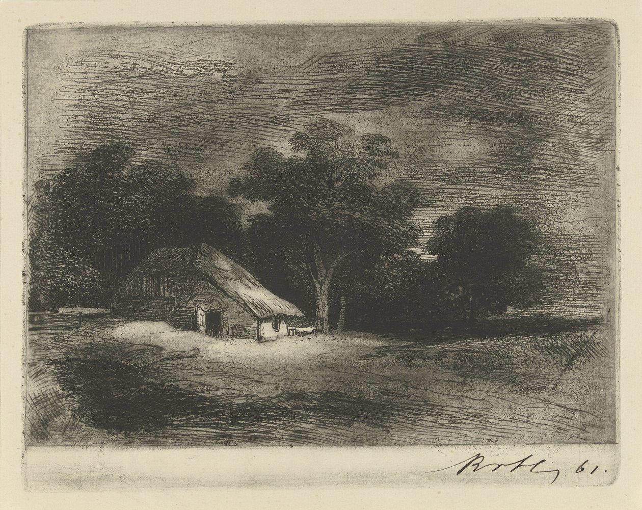 quinta perto de árvores de Remigius Adrianus Haanen (signed by artist)