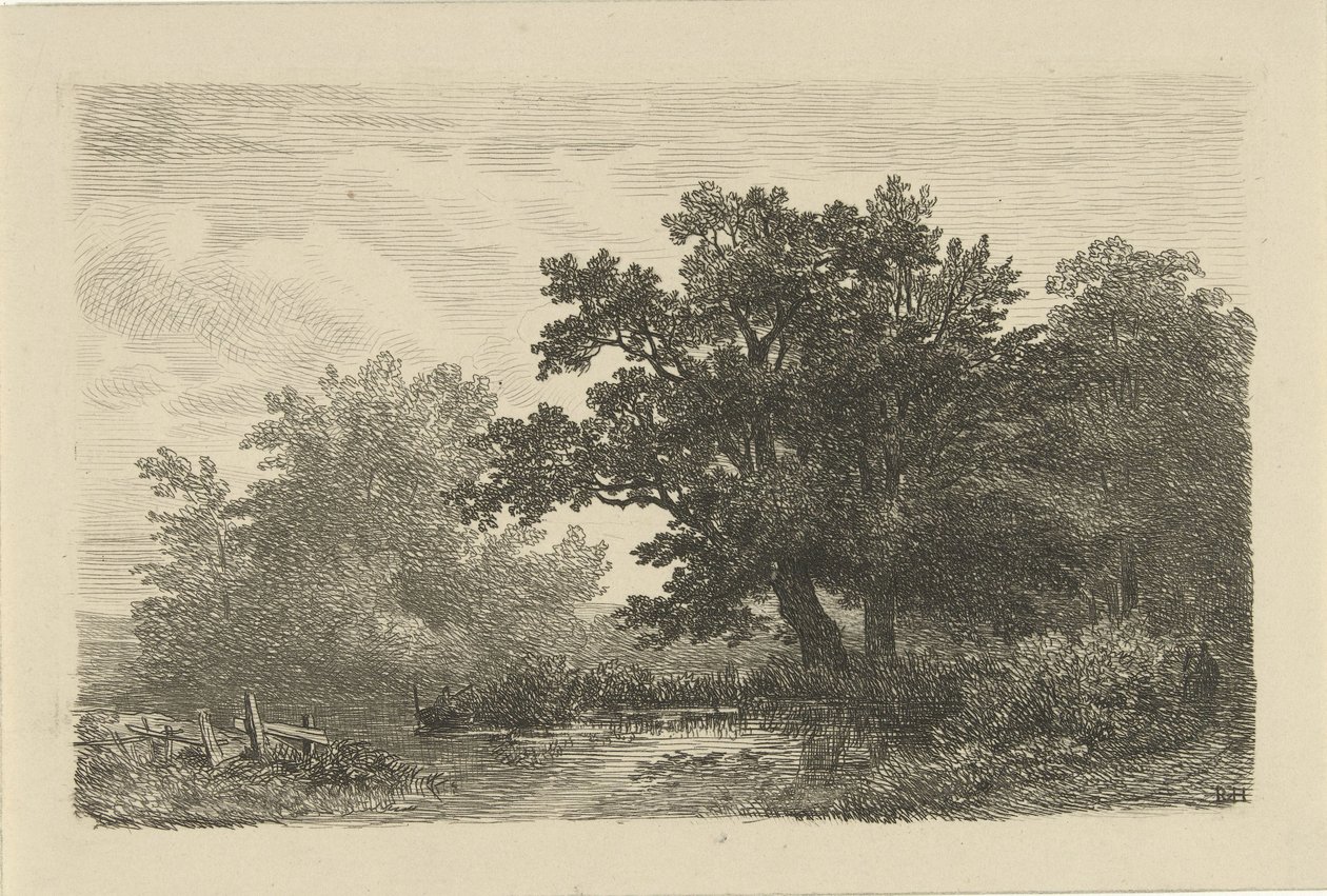 Árvores por uma poça de Remigius Adrianus Haanen