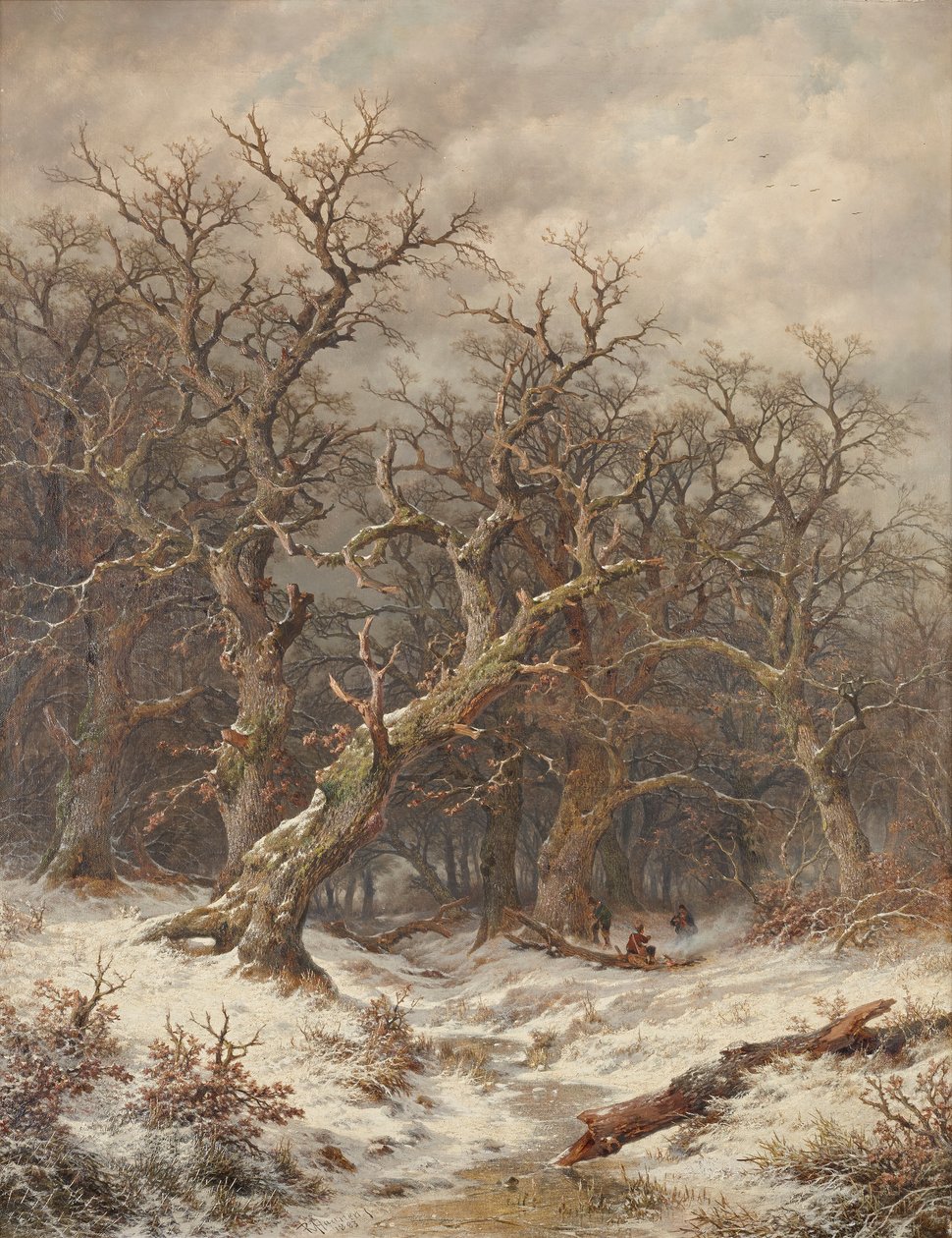 Paisagem de inverno (Floresta de inverno) de Remigius Adrianus van Haanen