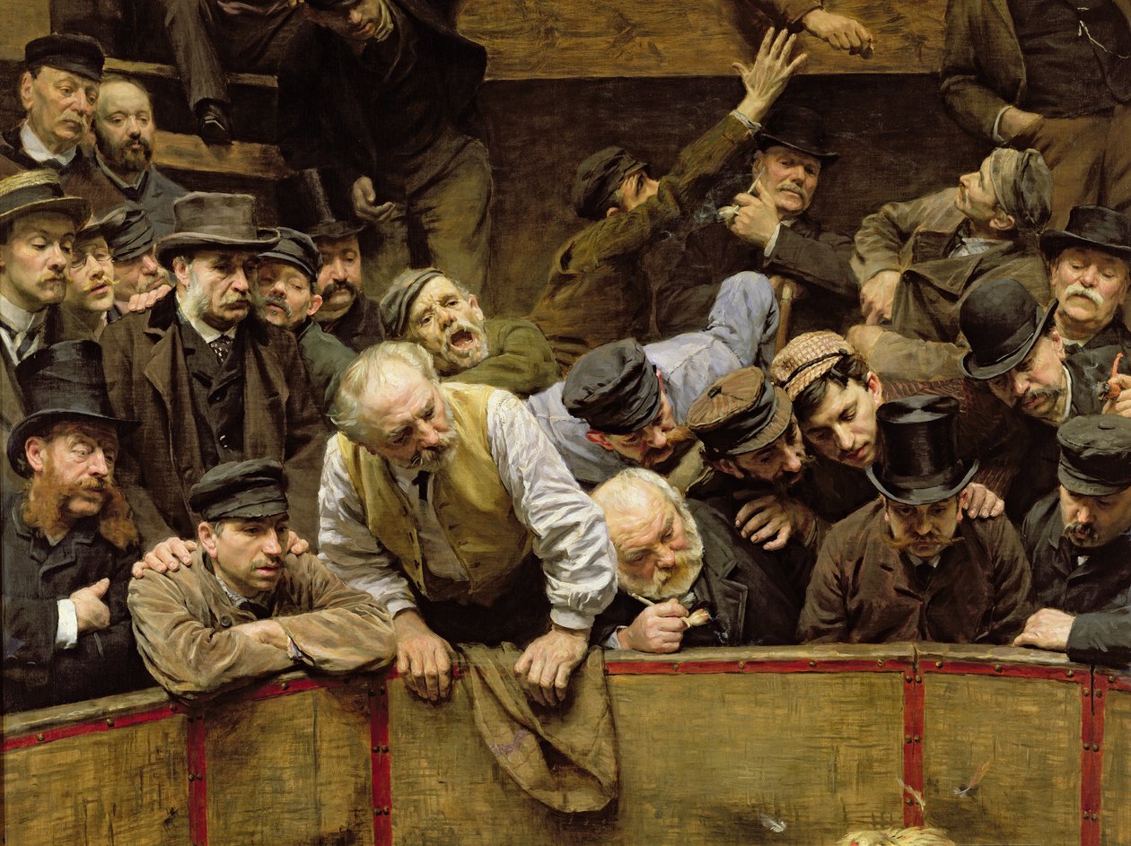 O Cockfight, 1889 óleo sobre tela detalhe de 26285 de Remy Cogghe