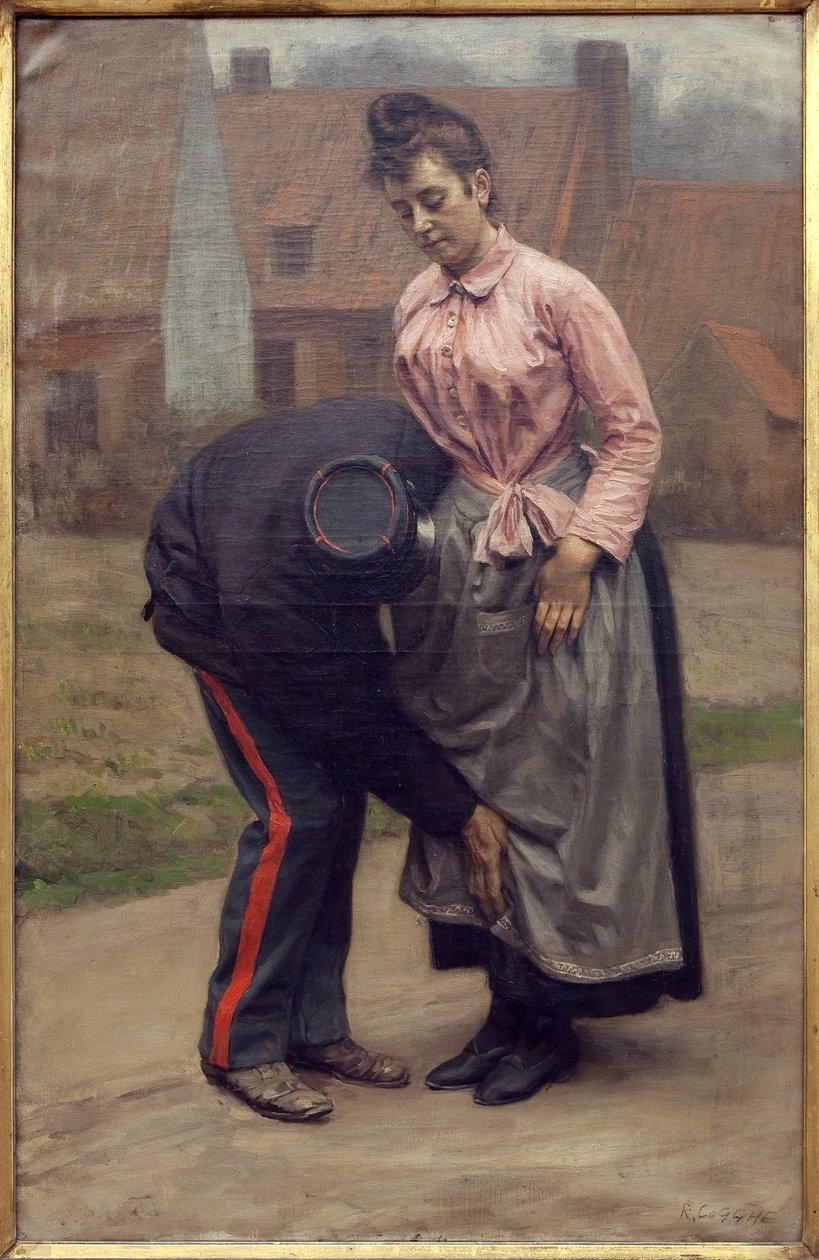 Procura aduaneira. Pintura por Remy Cogghe (1854-1935), Oil On Canvas de Remy Cogghe