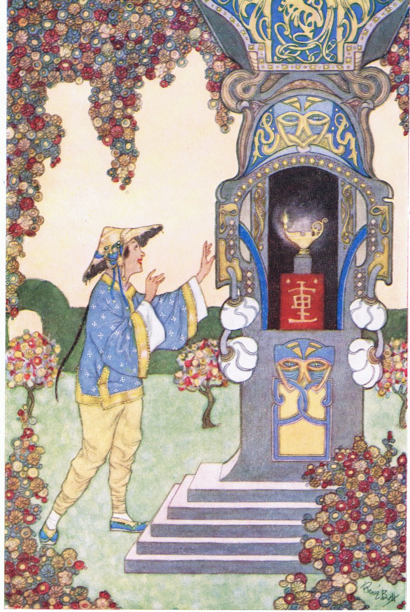 Aladdin encontra a lâmpada, década de 1930 de René Bull