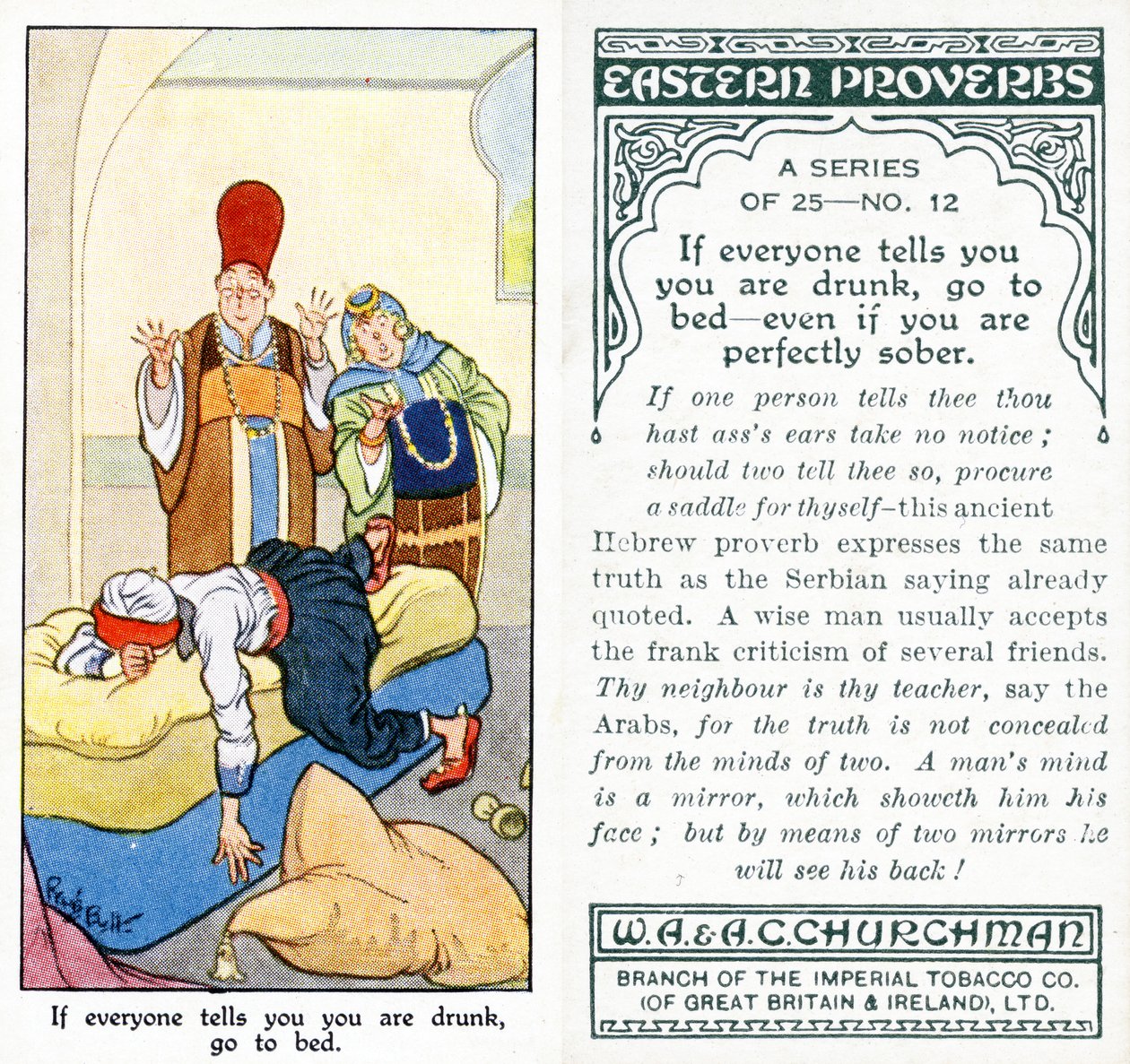 &39;Se todos disserem que você está bêbado, vá para a cama - mesmo se você estiver perfeitamente sóbrio&39;, 1931 (ver também 498190) de René Bull