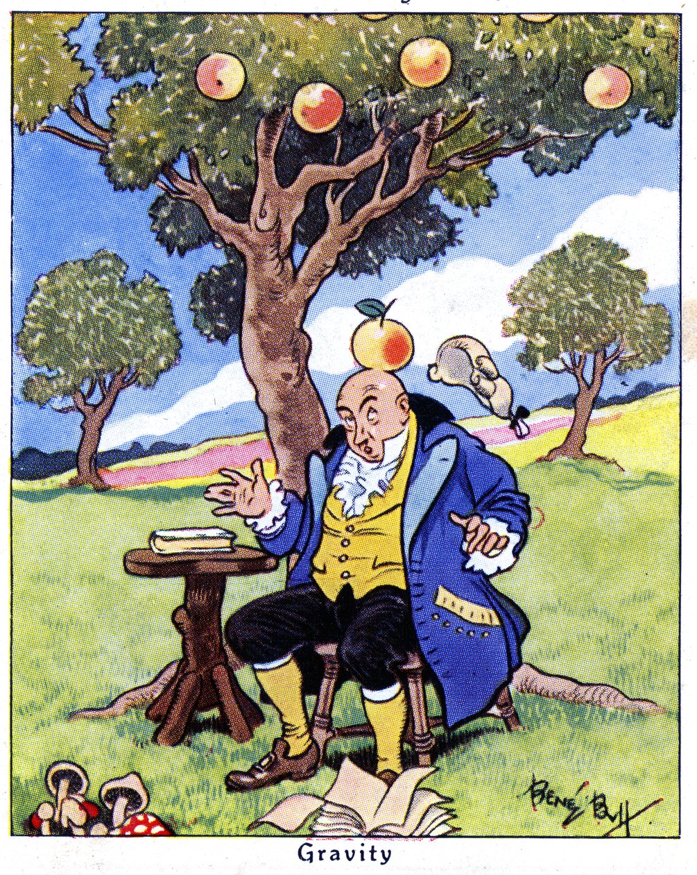 Isaac Newton descobre a gravidade, 1936 de René Bull
