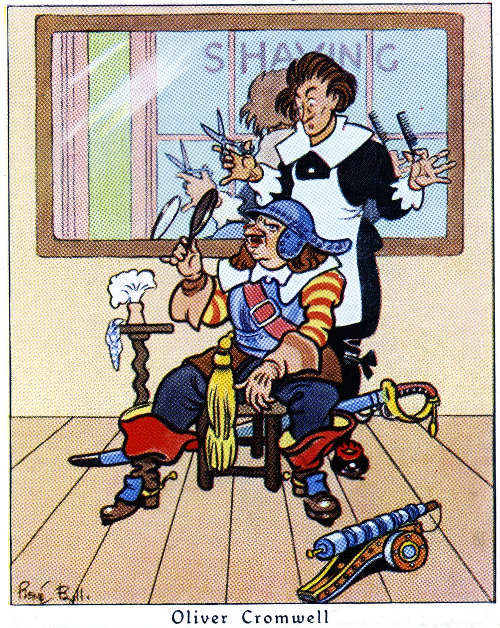 Oliver Cromwell tem um corte de cabelo, 1936 de René Bull