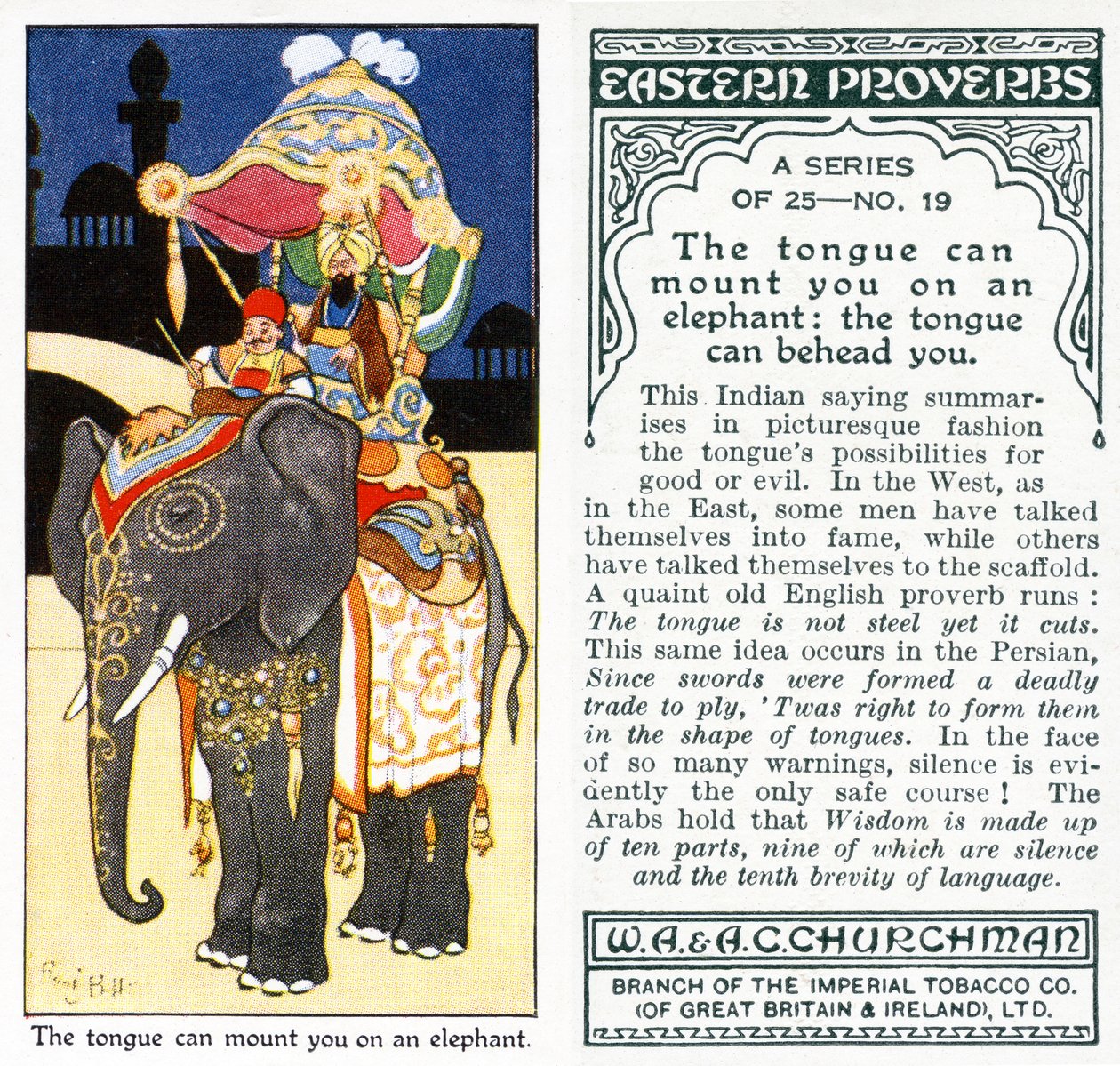 &39;A língua pode te montar em um elefante: a língua pode te decapitar&39;, 1931 (veja também 498215) de René Bull