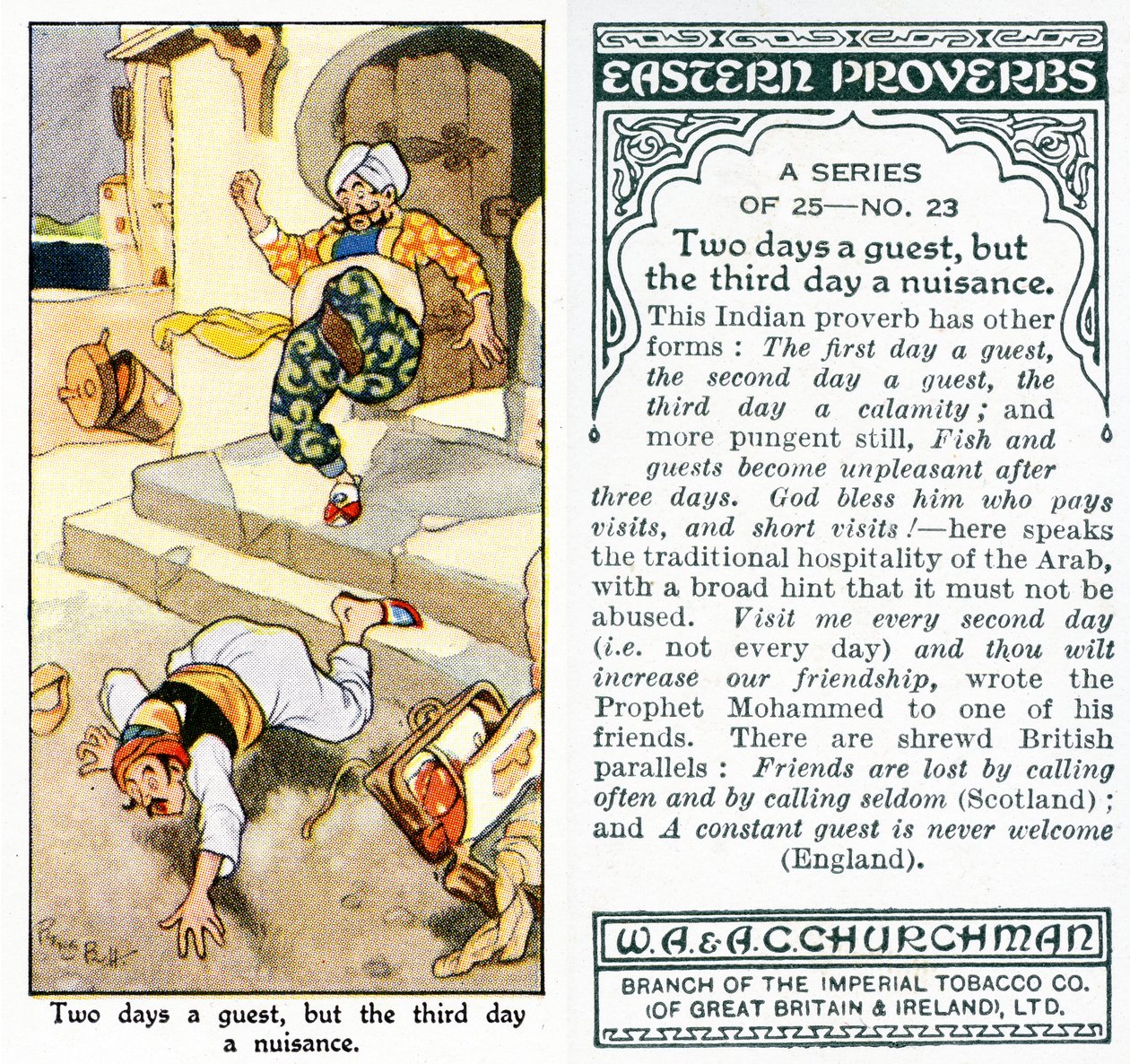 "Dois dias um convidado, mas o terceiro dia um incômodo", 1931 (ver também 498198) de René Bull