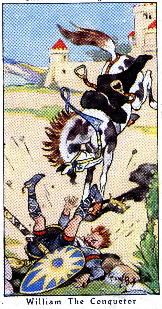 Guilherme, o Conquistador, caindo de seu cavalo em 9 de setembro de 1087 em Saint-Gervais, perto de Rouen, na Normandia, em 1936 de René Bull
