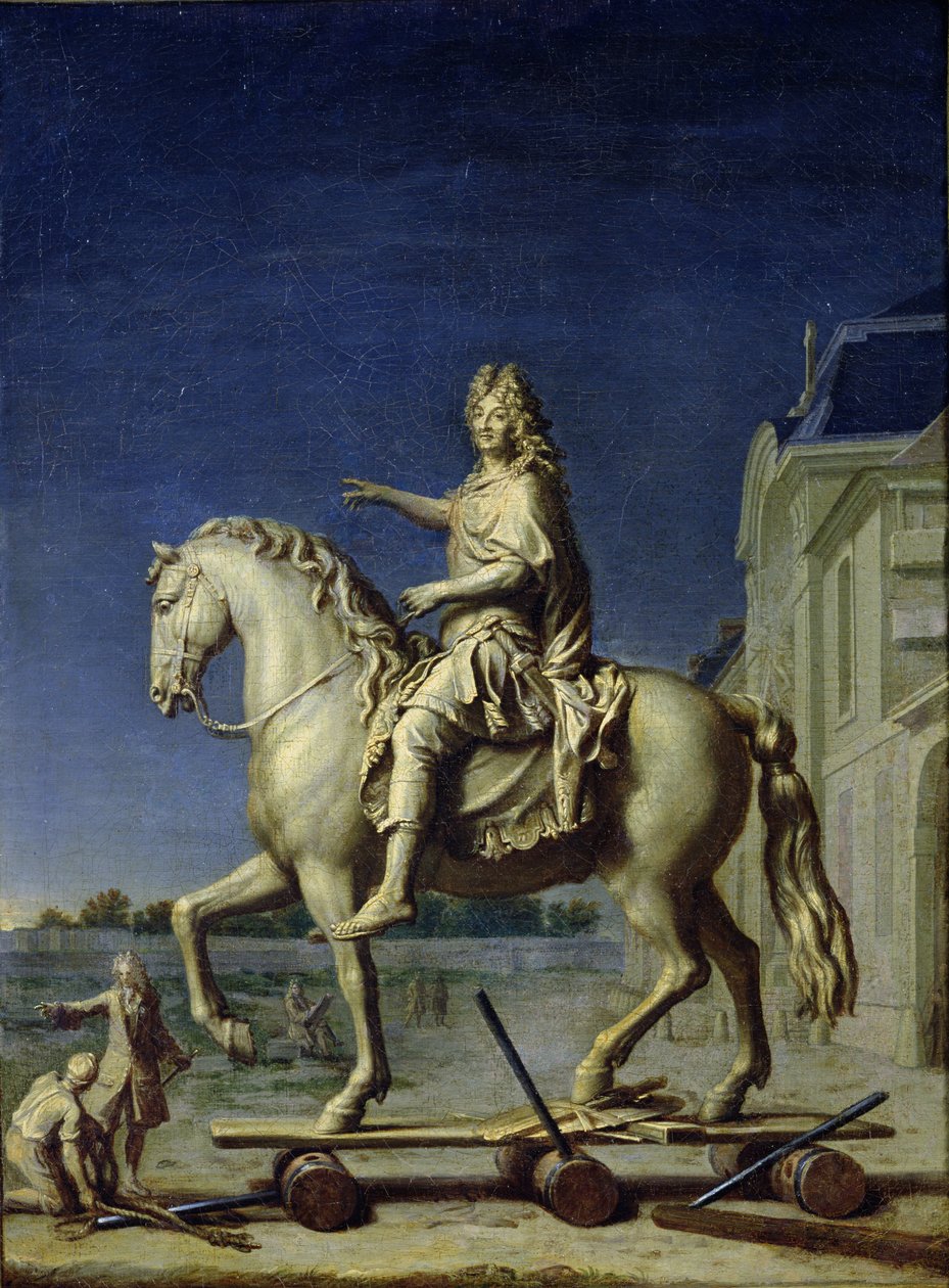 Transportando a Estátua Equestre de Luís XIV para a Place Vendome em 1699, após 1669 de René Antoine Houasse