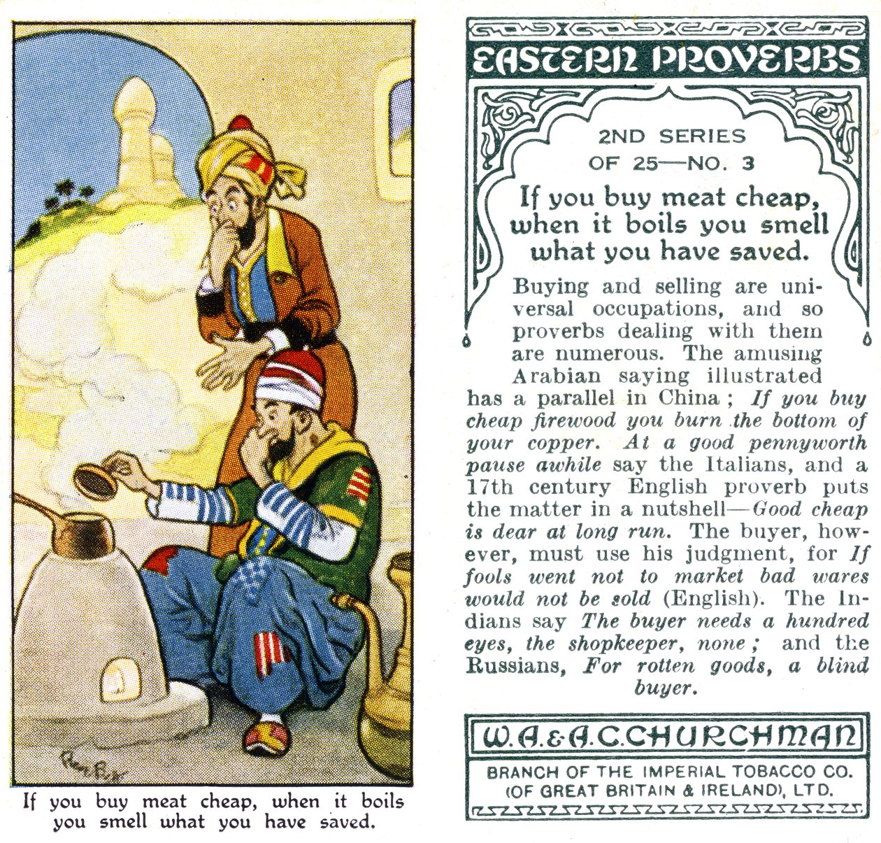 Se você comprar carne barata, quando ferve você cheira o que você salvou, 1932 de René Bull