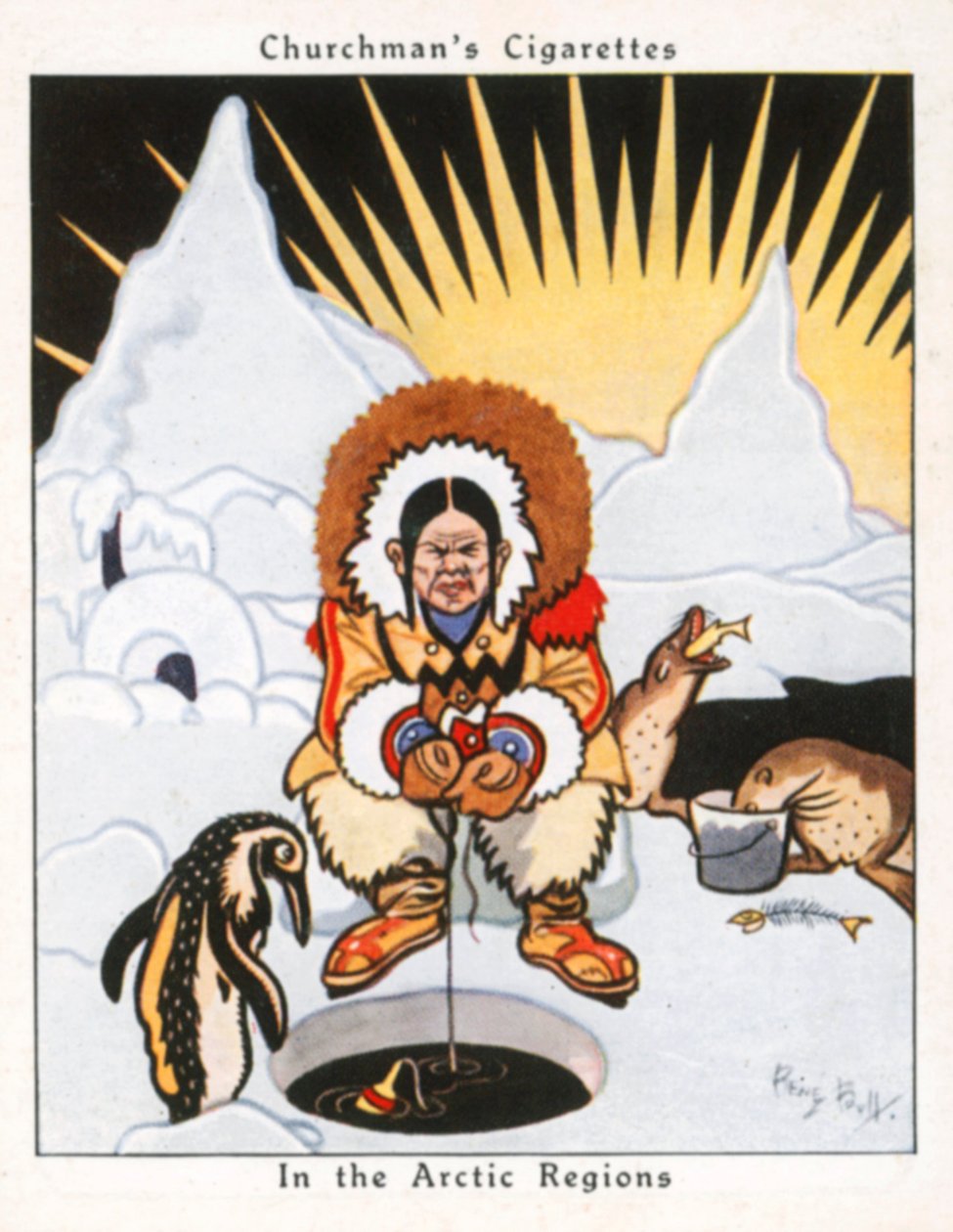 Nas regiões árcticas (litografia a cores) de René Bull