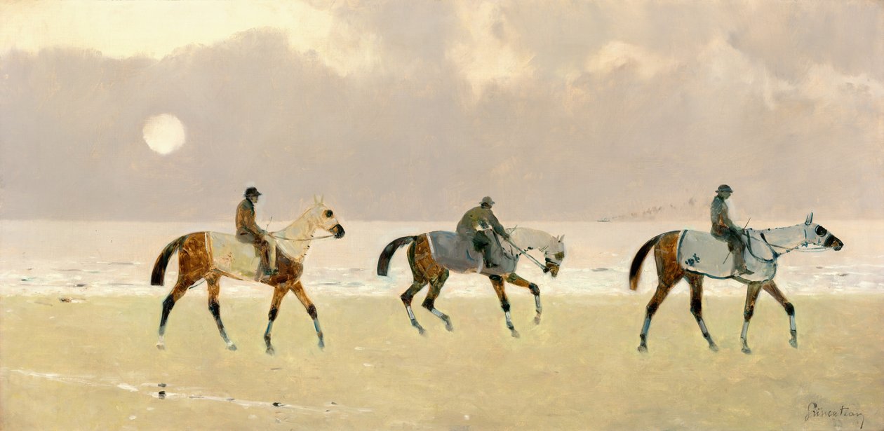Cavaleiros na praia em Dieppe de René Pierre Charles Princeteau