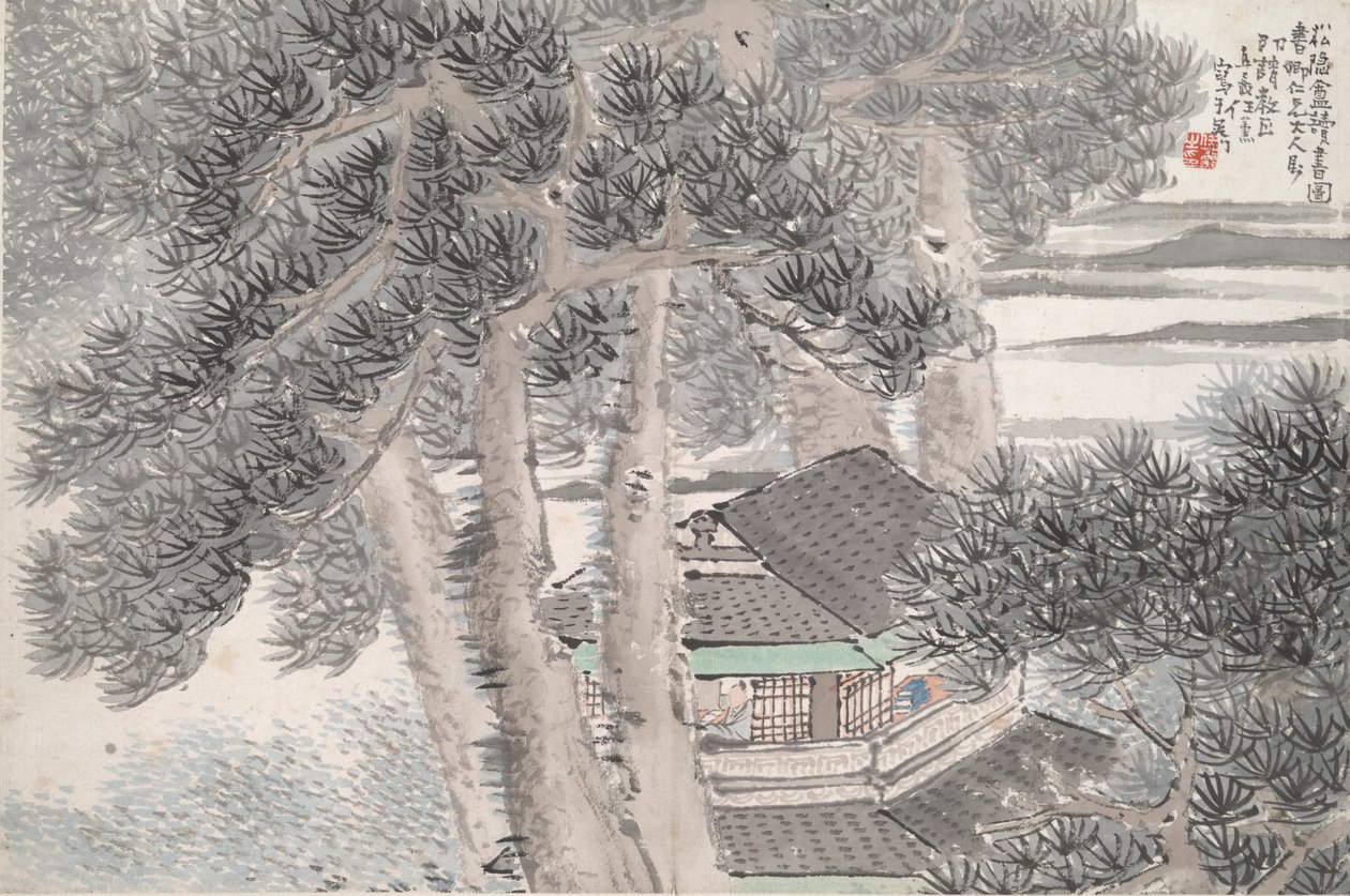 Lendo no Secluded Pine Studio (Song yin an) de Ren Xun