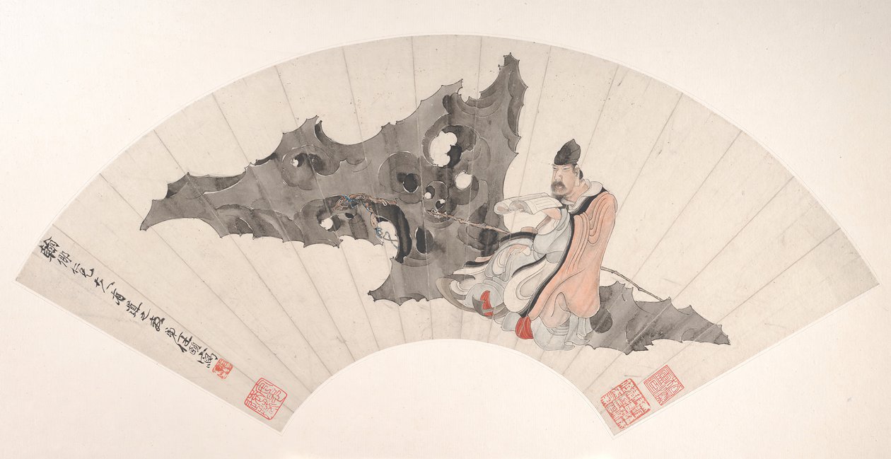 Erudito em uma Rocha, ca. 1880. de Ren Yi