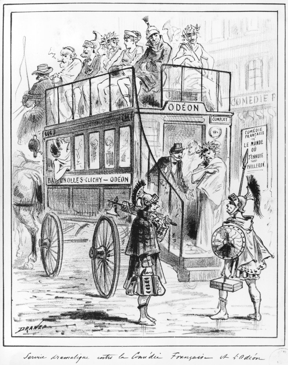Serviço de ônibus entre a Comédie Française e o Odeon de Renard Jules Draner