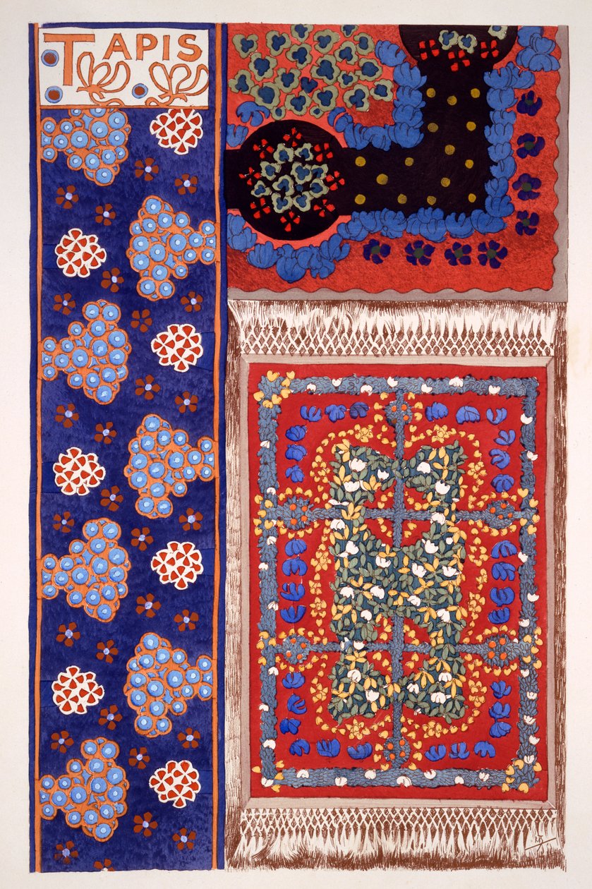 Desenhos para Tapetes ou Tapetes, de &39;Esquisses Decoratives&39; de Rene Binet, publicado em Paris, 1895 de Rene Binet
