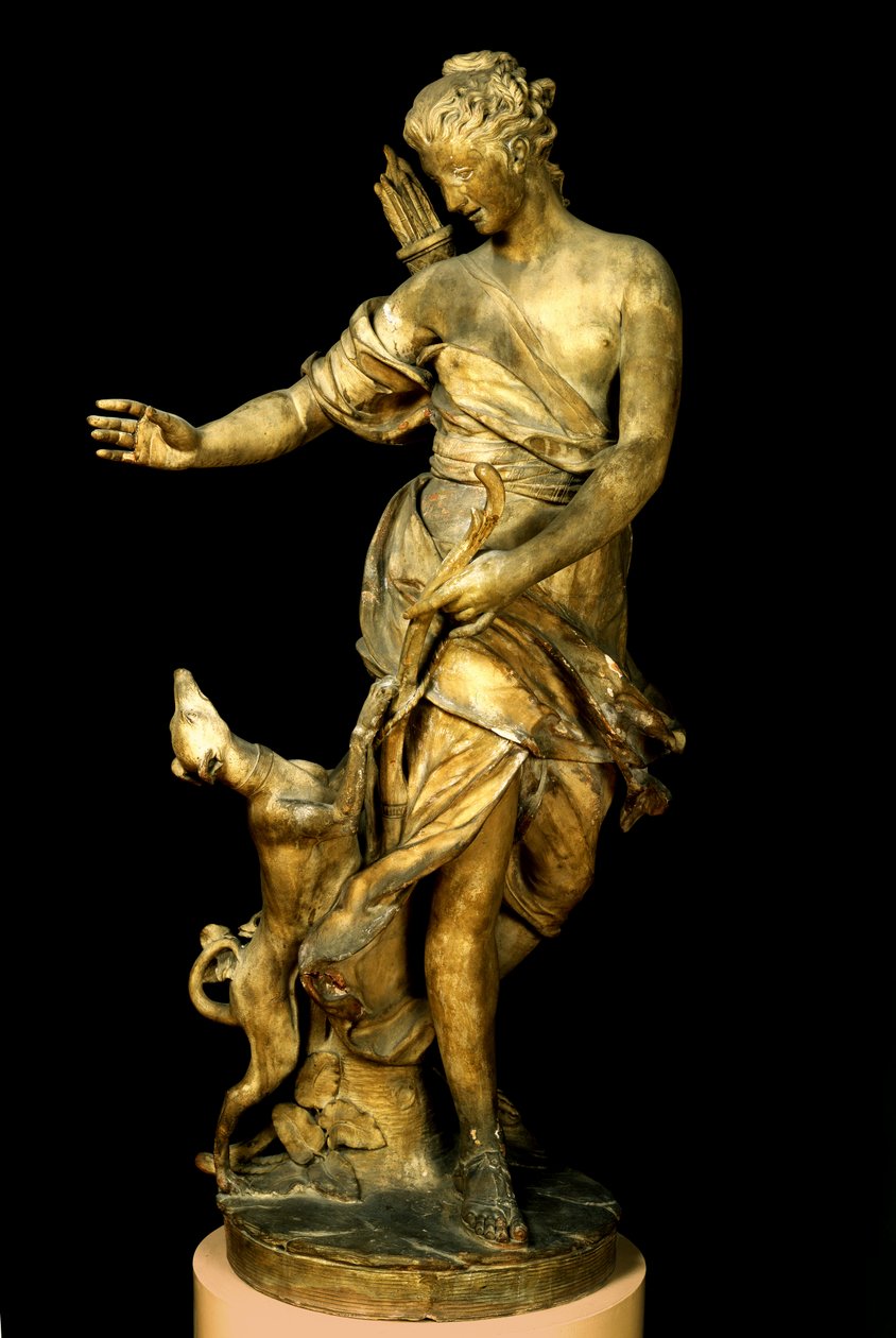 Diana e seu cachorro, 1717 (mármore) de Rene Fremin