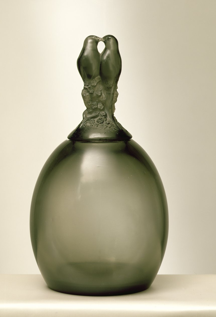 Vaso de Pombas Turtle, 1925 (vidro cinzento fumado) de Rene Jules Lalique