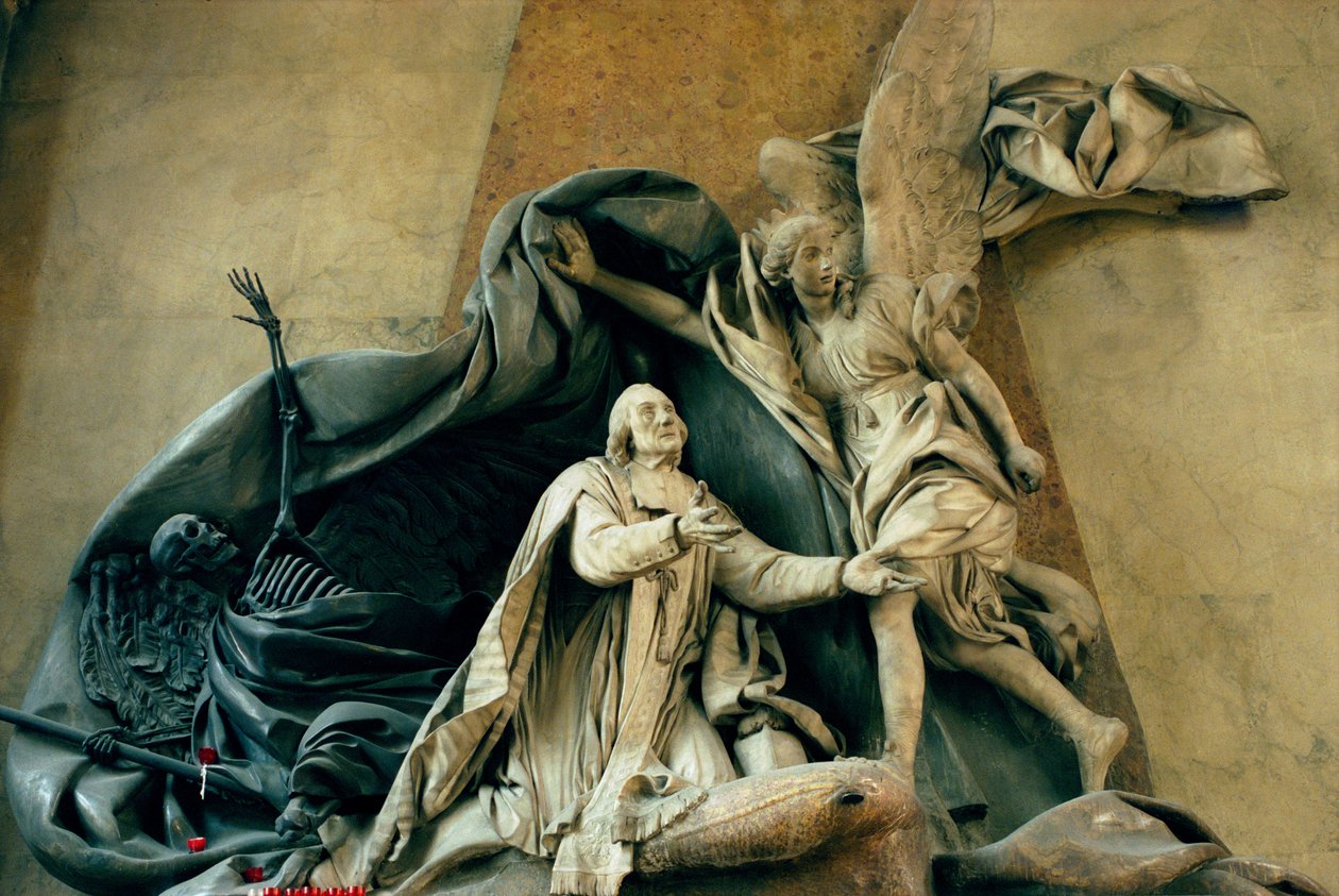 Túmulo de Jean Baptiste Joseph Languet de Gergy (1675-1750) 1757 (mármore e madeira) (veja também 252653) de Rene Michel Slodtz