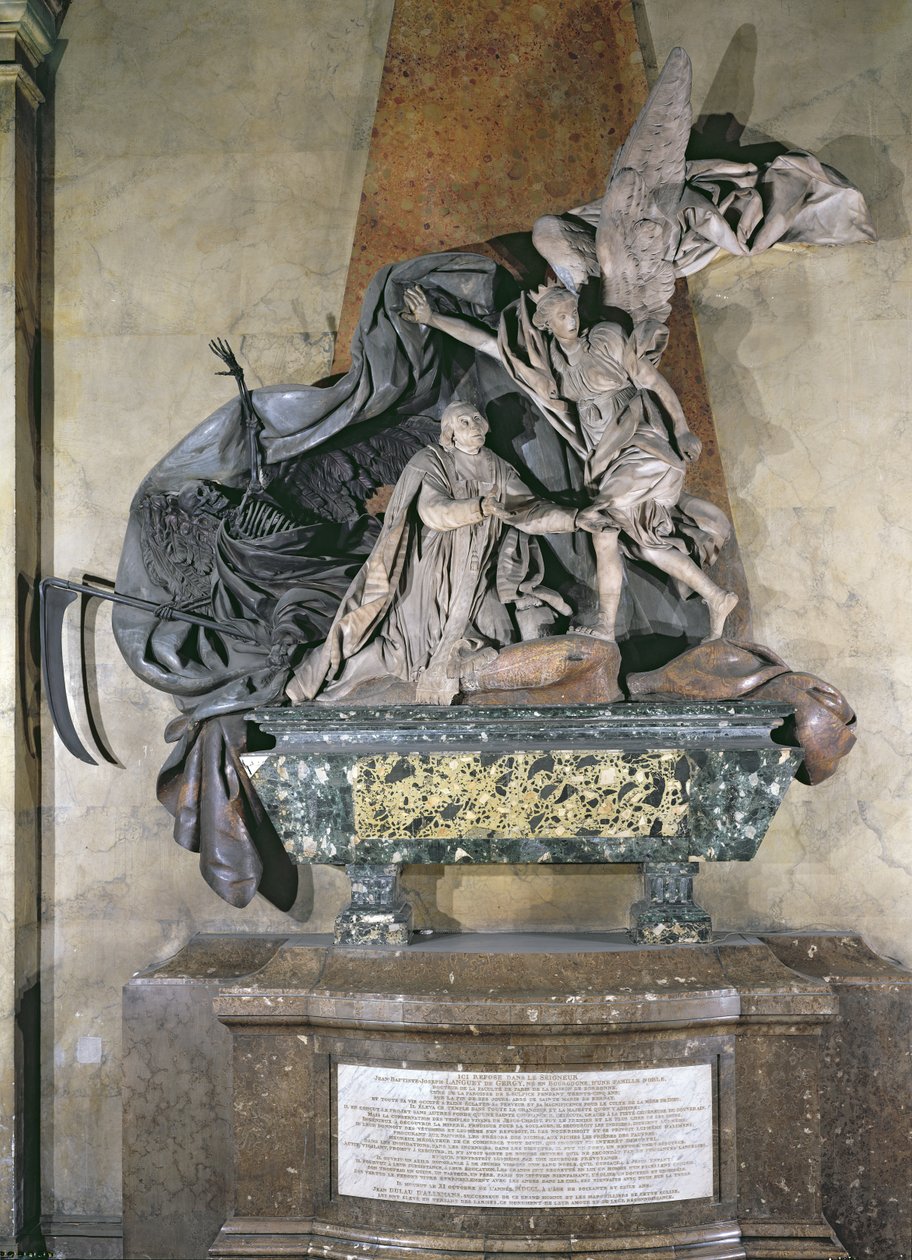 Túmulo de Jean Baptiste Joseph Languet de Gergy (1675-1750) concluído em 1753, 1757 (mármore e madeira) de Rene Michel Slodtz