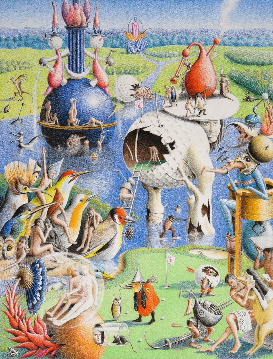 BOSCH-Golf, 2016, desenho a lápis de cor sobre papel de Rene Boin