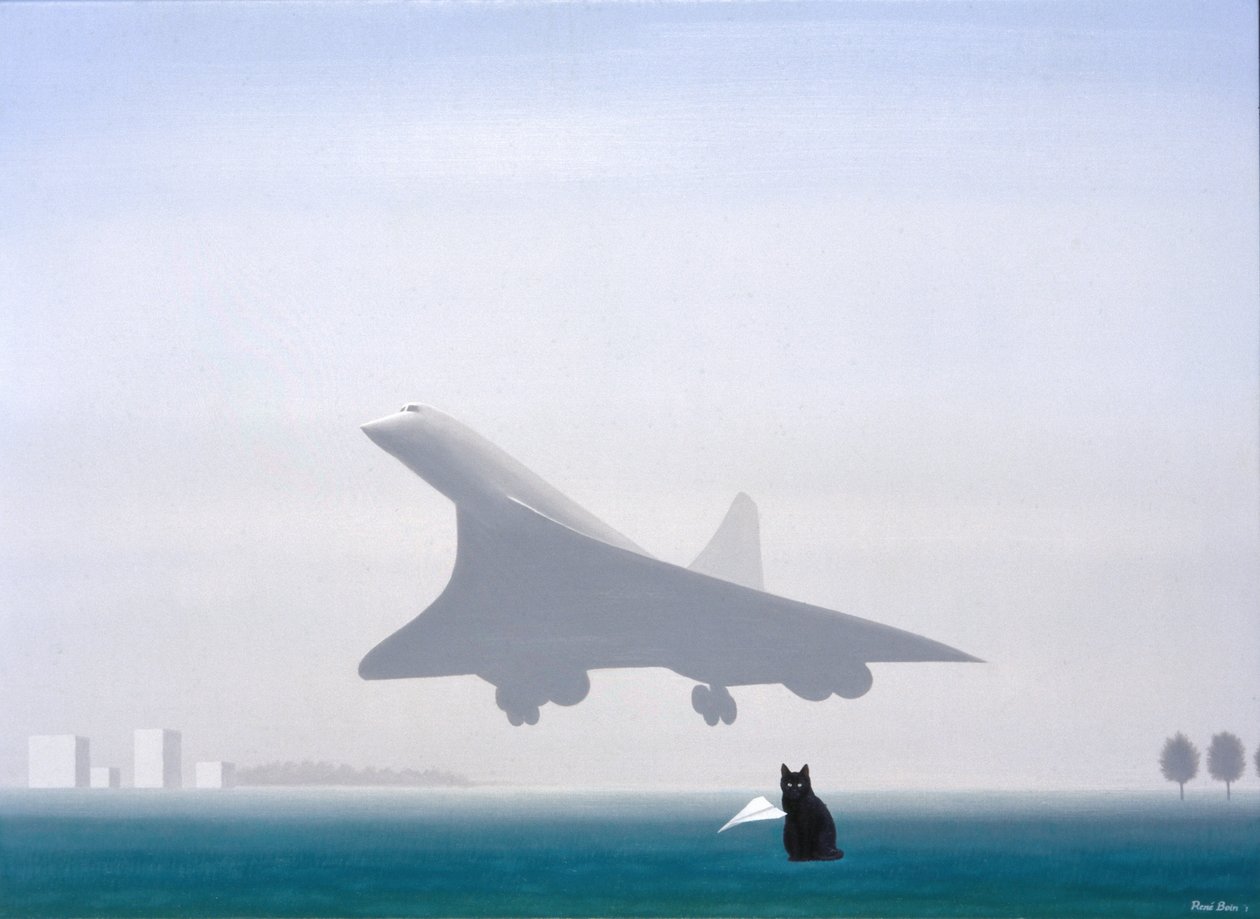 Gato preto, 2001, Óleo sobre tela de Rene Boin