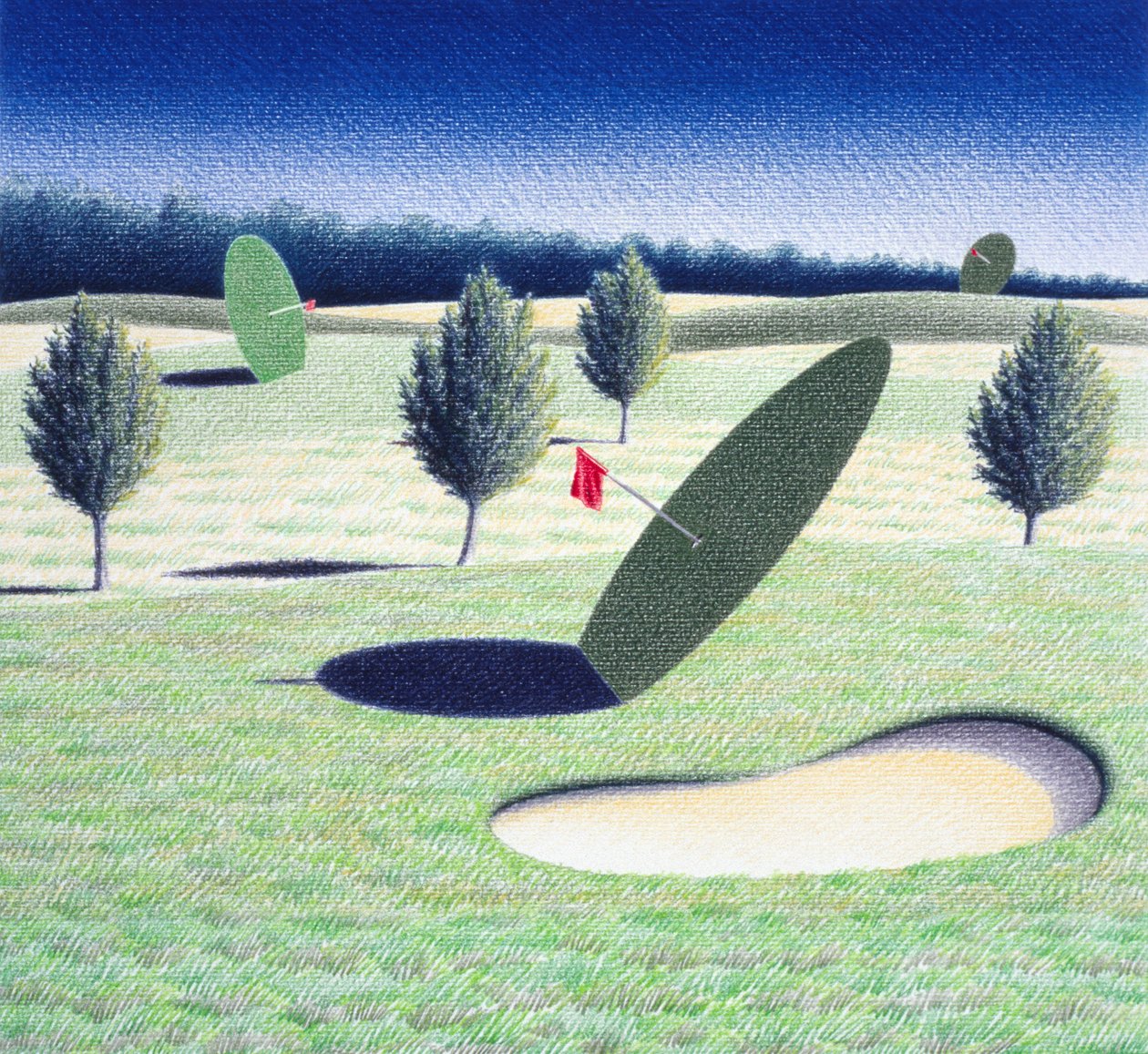 Discos, 2002, desenho a lápis de cor sobre papel de Rene Boin