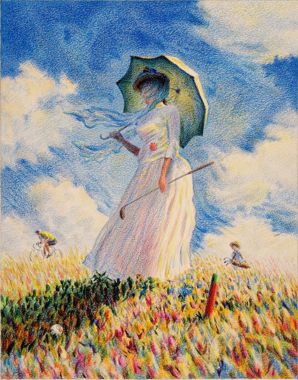 MONET-Golf, 2019, Desenho a lápis de cor sobre papel de Rene Boin