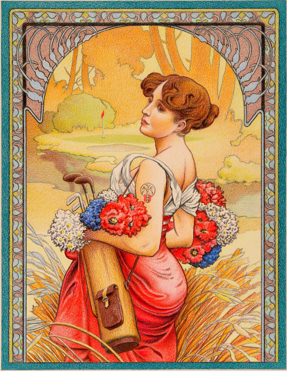 MUCHA-Golf, 2022, Desenho a lápis de cor sobre papel de Rene Boin
