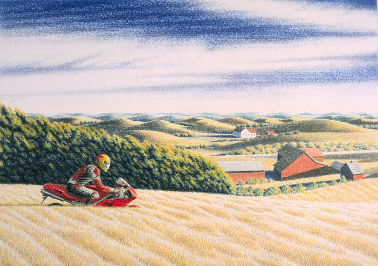 Offroad, 2001, desenho a lápis de cor sobre papel de Rene Boin