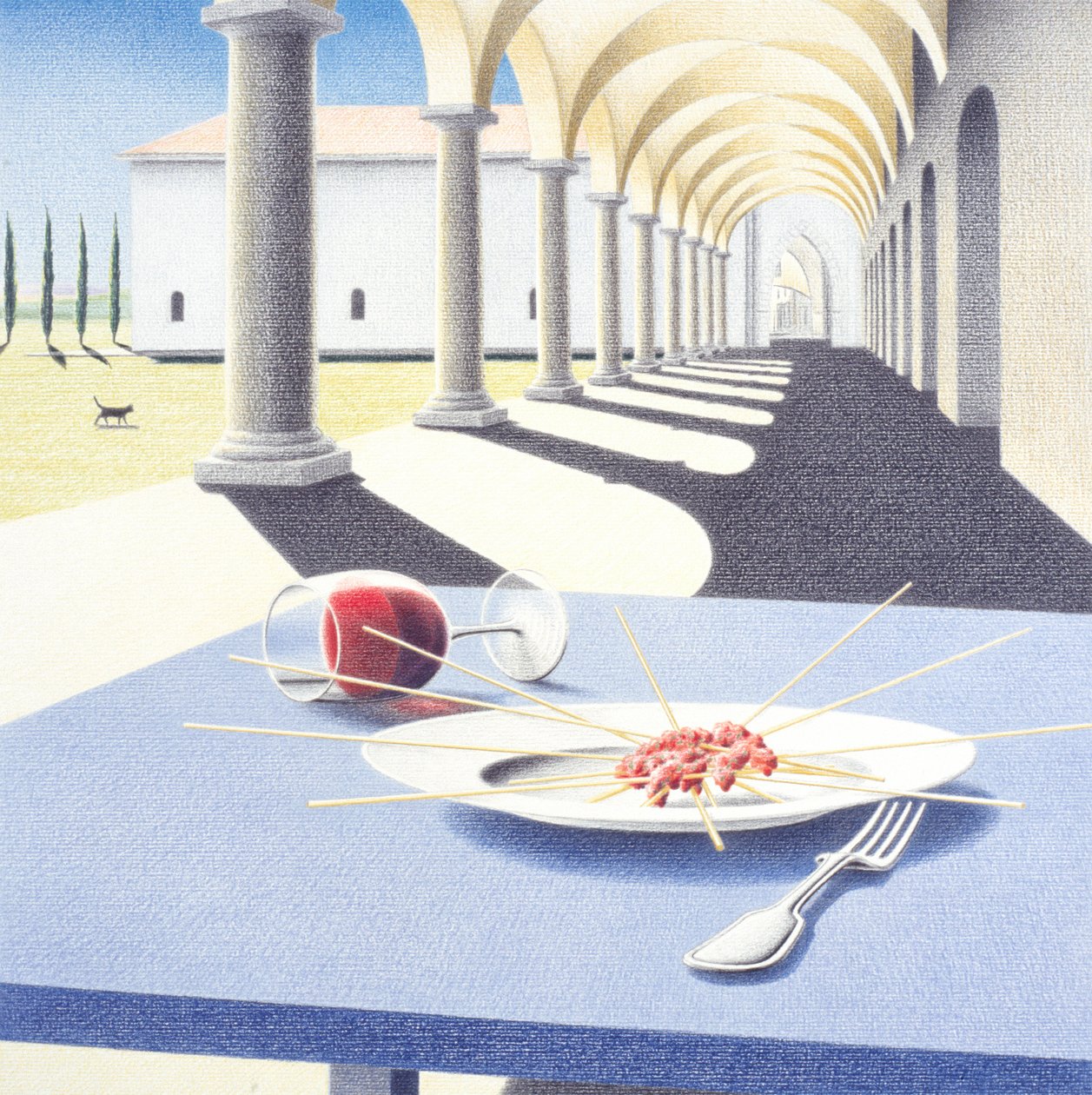 Pasta, 2005 , Desenho a lápis de cor sobre papel de Rene Boin