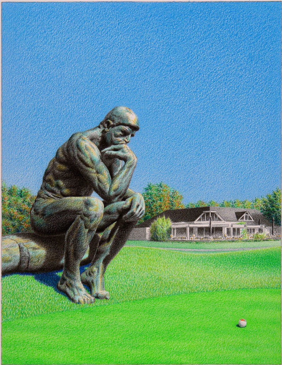 RODIN-Golf, 2022, Desenho a lápis de cor sobre papel de Rene Boin
