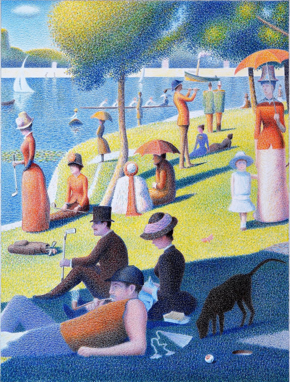 SEURAT-Golf, 2017, desenho a lápis de cor sobre papel de Rene Boin