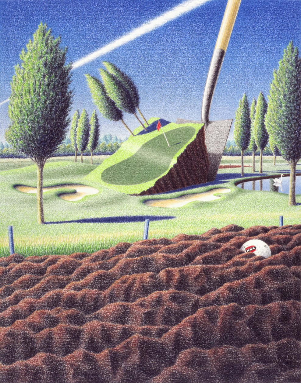 Spade, 2005, desenho a lápis de cor sobre papel de Rene Boin