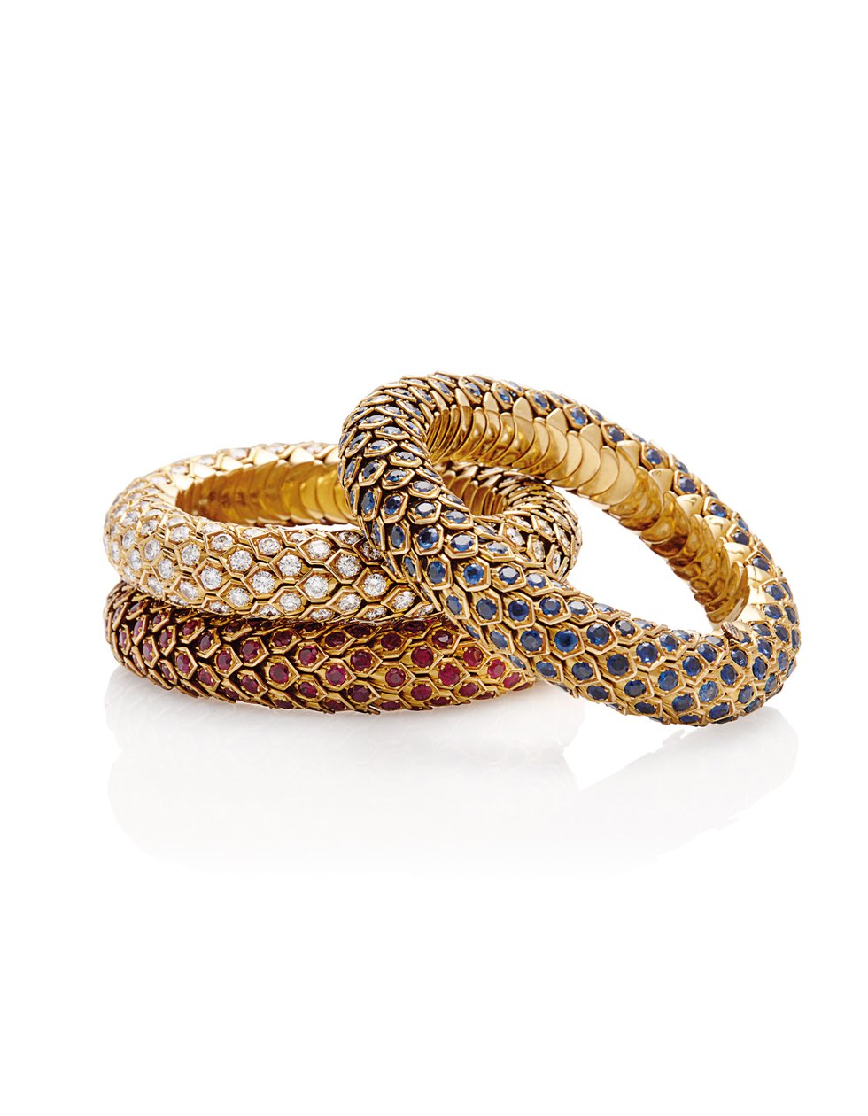 Três pulseiras &39;Honeycomb&39; de Rene Boivin