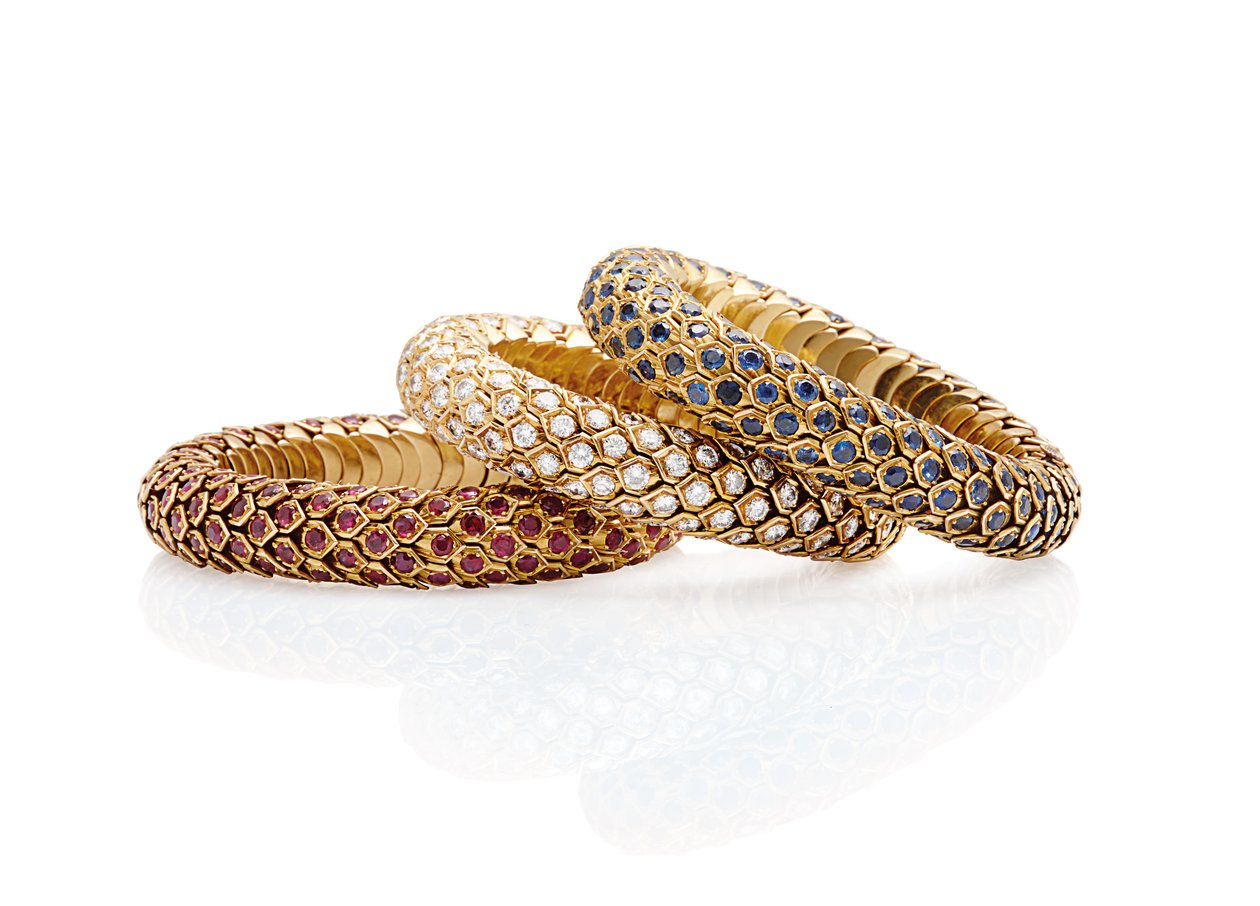 Três pulseiras &39;Honeycomb&39; de Rene Boivin