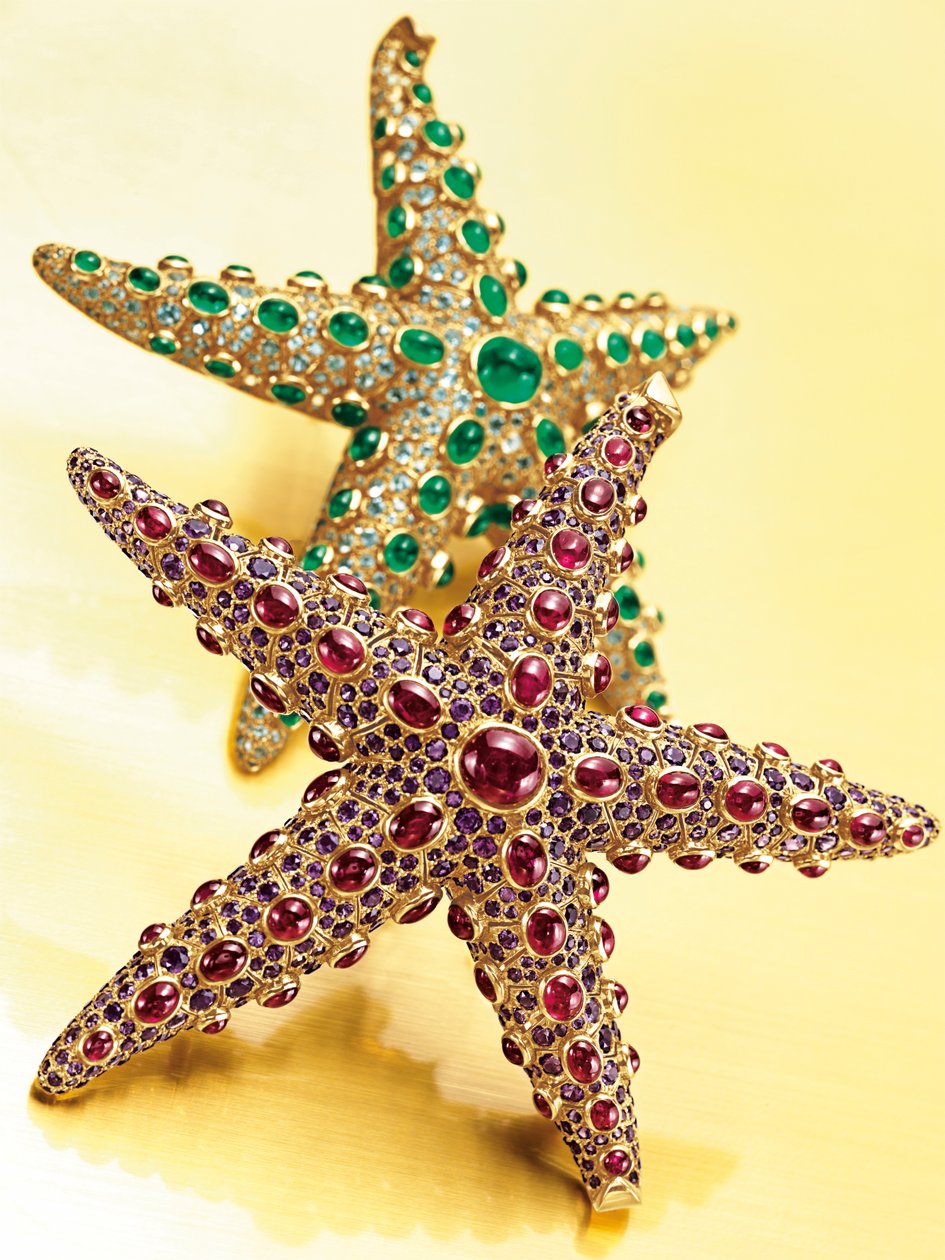 Dois broches de estrela do mar de Rene Boivin