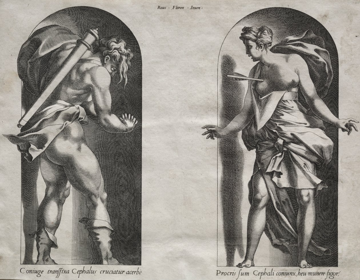 Cephalus e Procris em dois nichos de Rene Boyvin