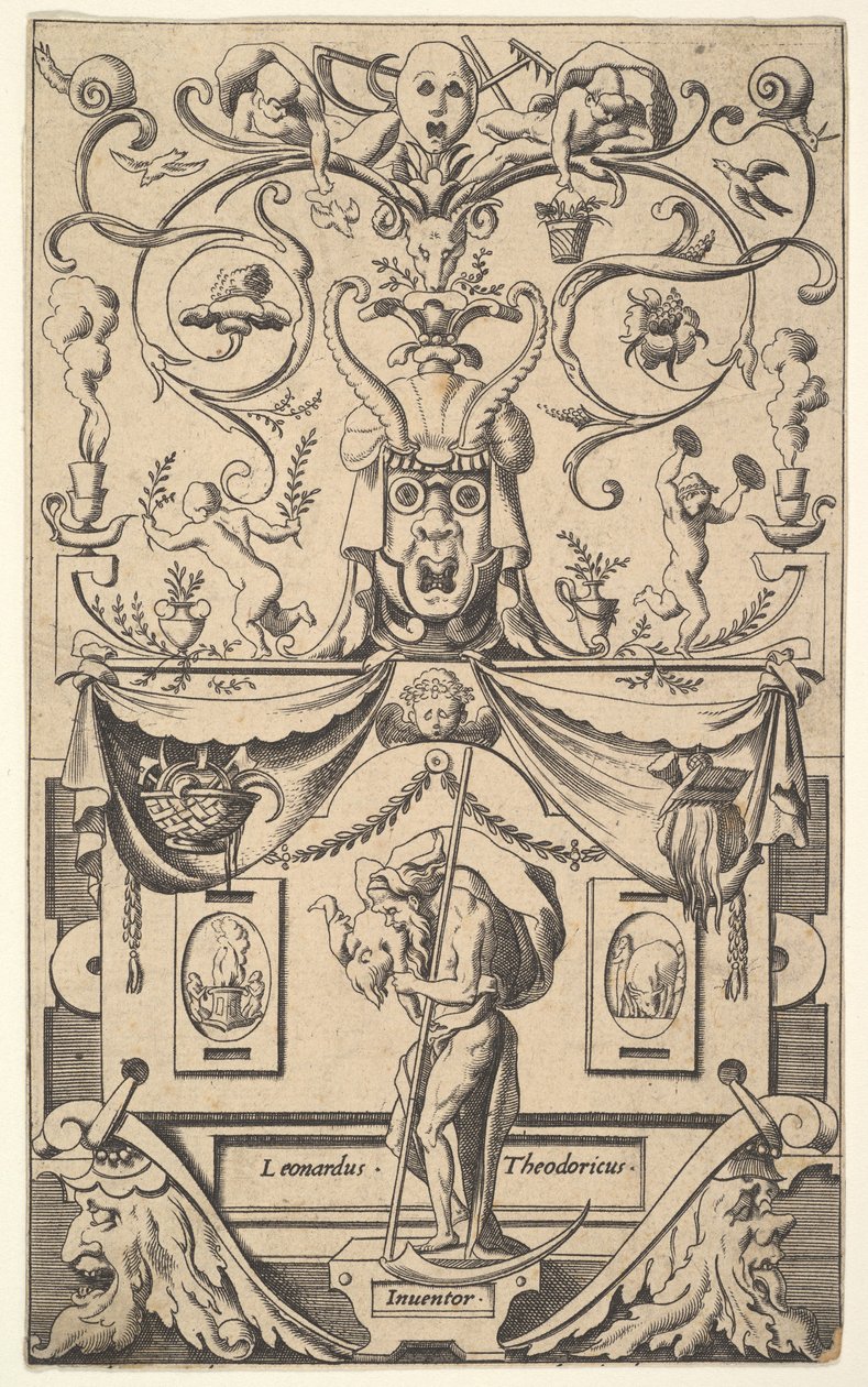 Painel com figura de Saturno, placa 1, ca. 1550-65. de Rene Boyvin