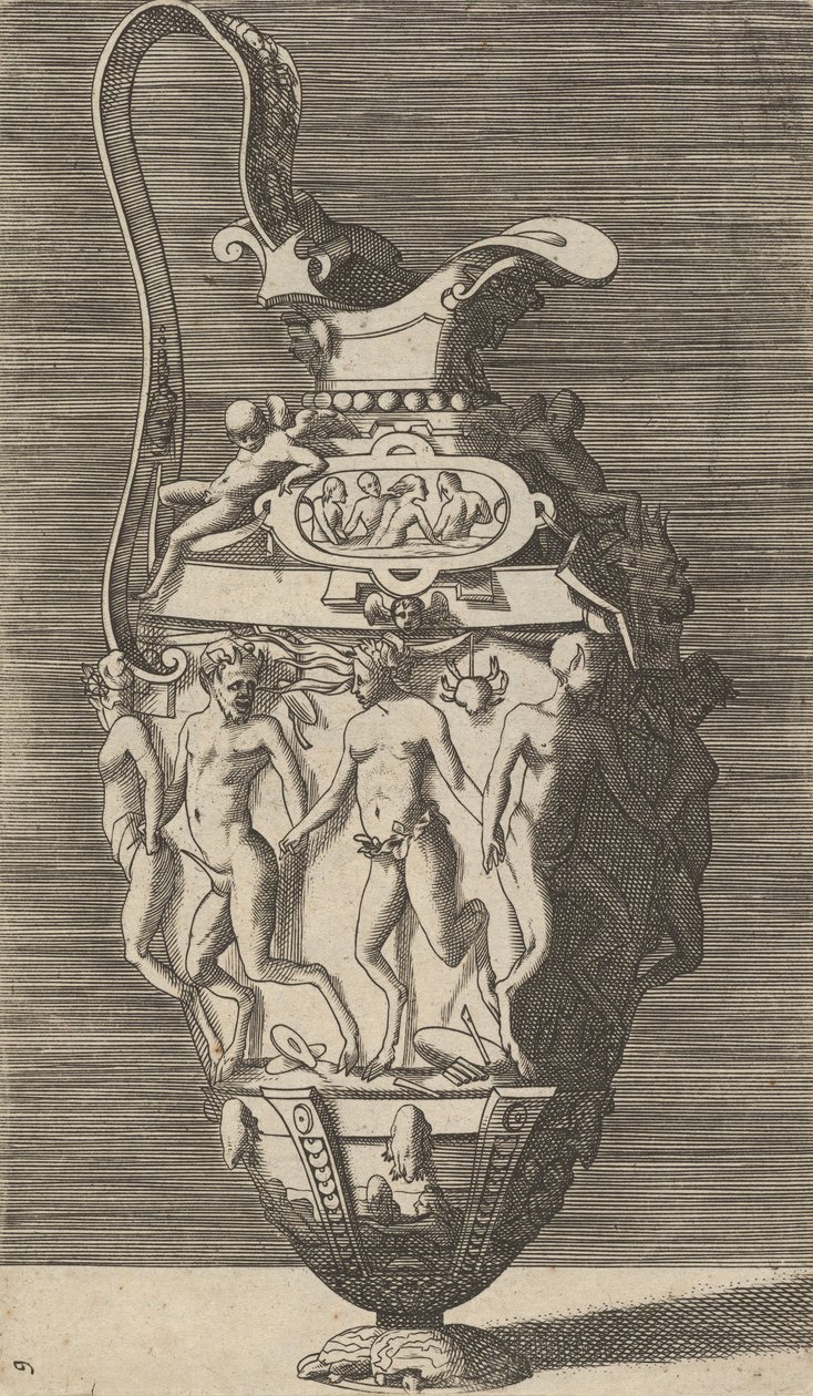 Vaso com Dançarinas e Sátiros, final do século XVII. de Rene Boyvin