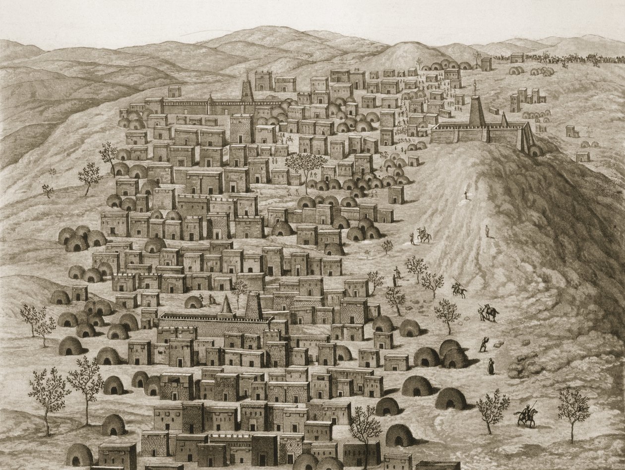 Vista, de, parte, de, a, cidade, de, timbuktu, de, um, colina, ilustração, de, jornal, dun, viagem, um, tombouctou, um, jenne, 1830 de Rene Caillie
