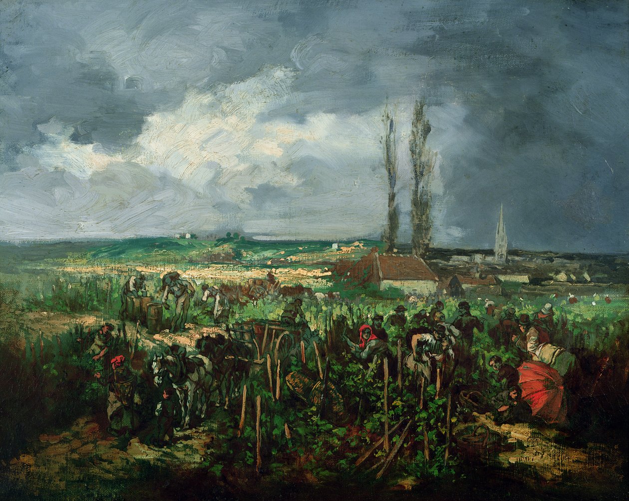 A colheita da uva em Argenteuil, 1875 de Rene Charles Louise Debreaux