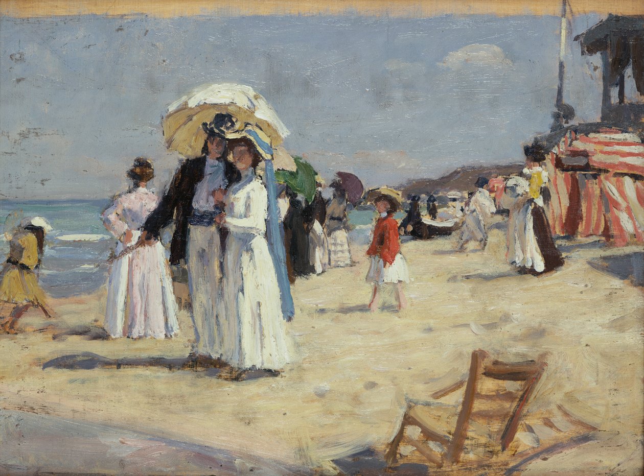 Casal na Praia em Cabourg (óleo sobre tela) de René François Xavier Prinet