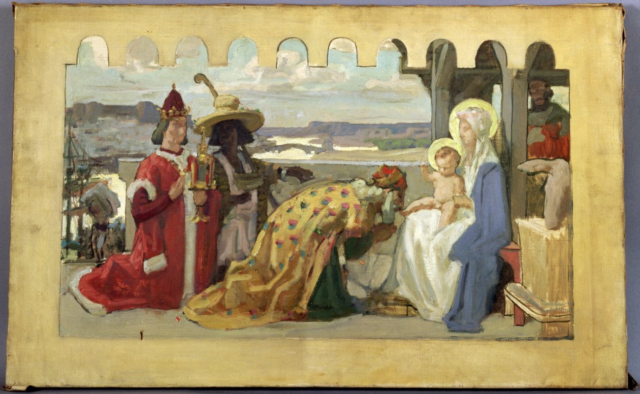 A Adoração dos Magos, estudo preparatório para a Igreja de Saint-Ferjeux perto de Besancon de René François Xavier Prinet