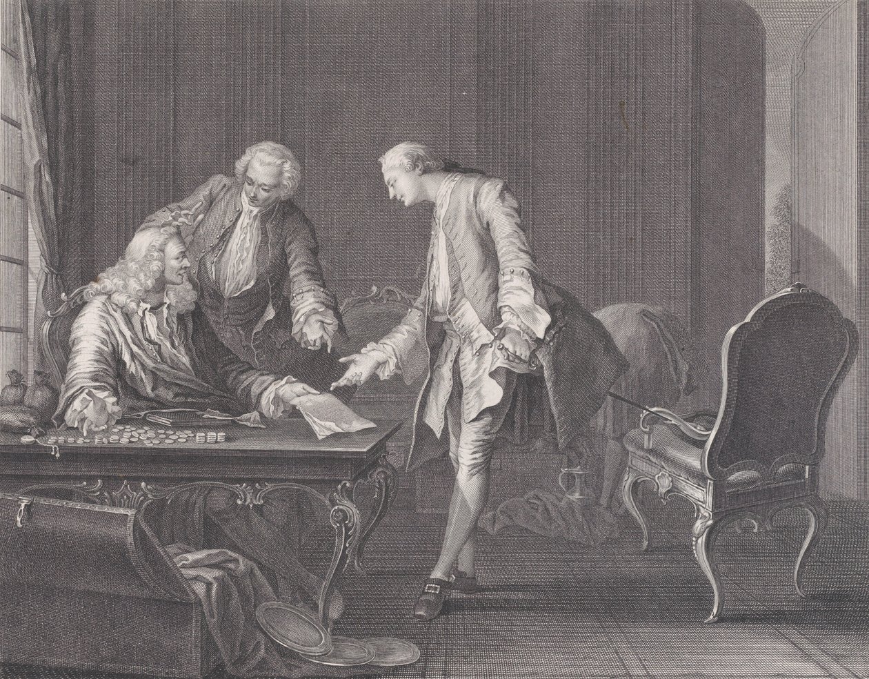 O filho pródigo exigindo sua herança, ca. 1751. de Rene Gaillard