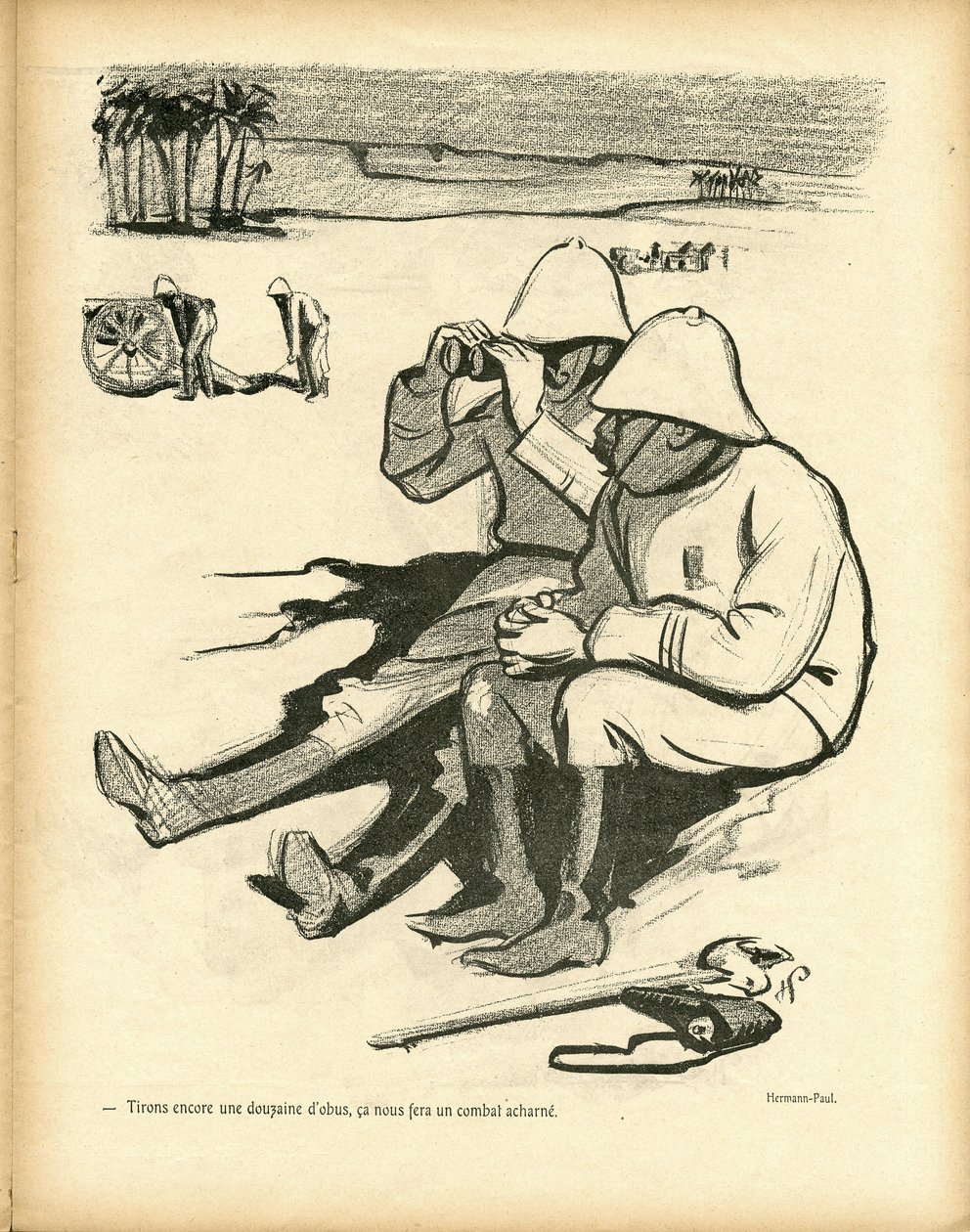 Ilustração de Hermann-Paul (1864-1940) em Le Canard Sauvage de Rene George Hermann Paul