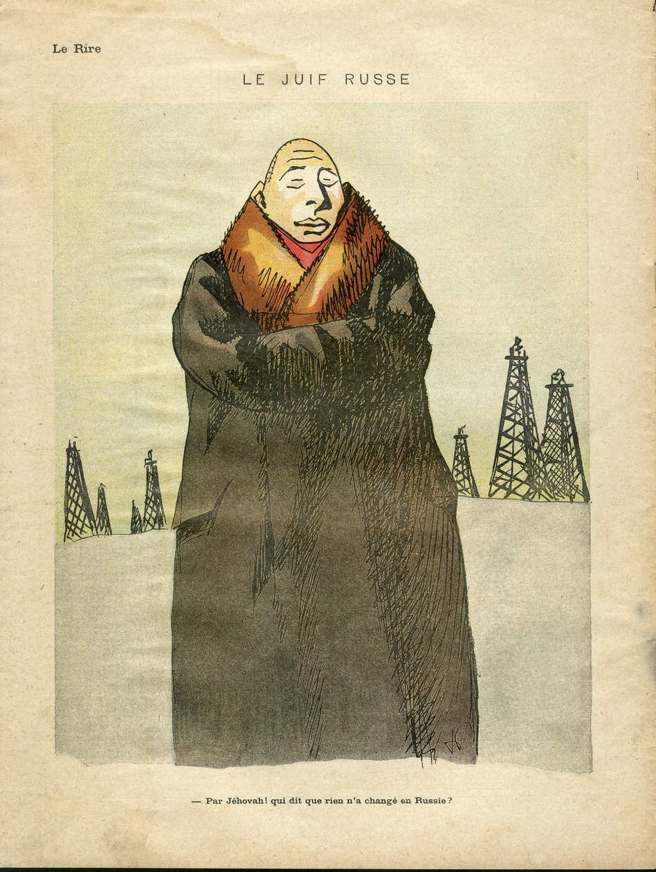 Ilustração de Hermann-Paul (1864-1940) em Le Lire, ca. 1935 - O judeu russo - Antisemitismo, Petrole - Judeu de Rene George Hermann Paul