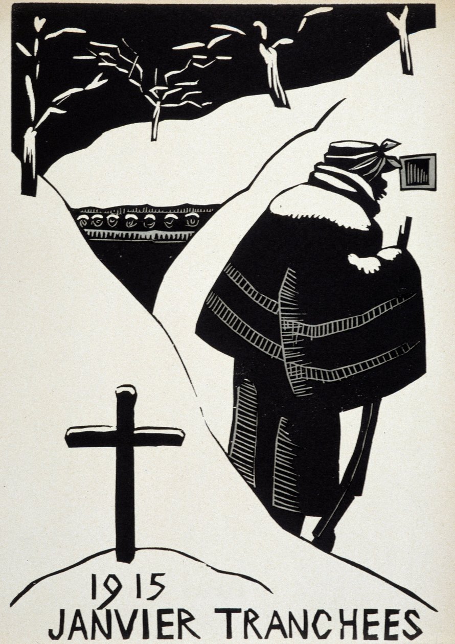 Janeiro 1915: les trenches - em "Calendar of War", doente. por Herman-Paul, Librairie Lutetia, Paris de Rene George Hermann Paul