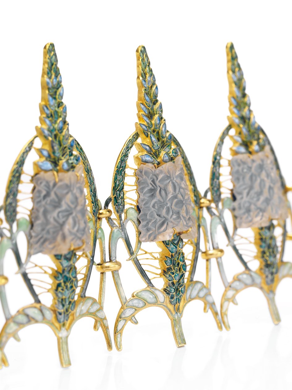 Bracelete Art Nouveau &39;Speedwell&39;, c.1900 (vidro, esmalte e ouro) de Rene Jules Lalique