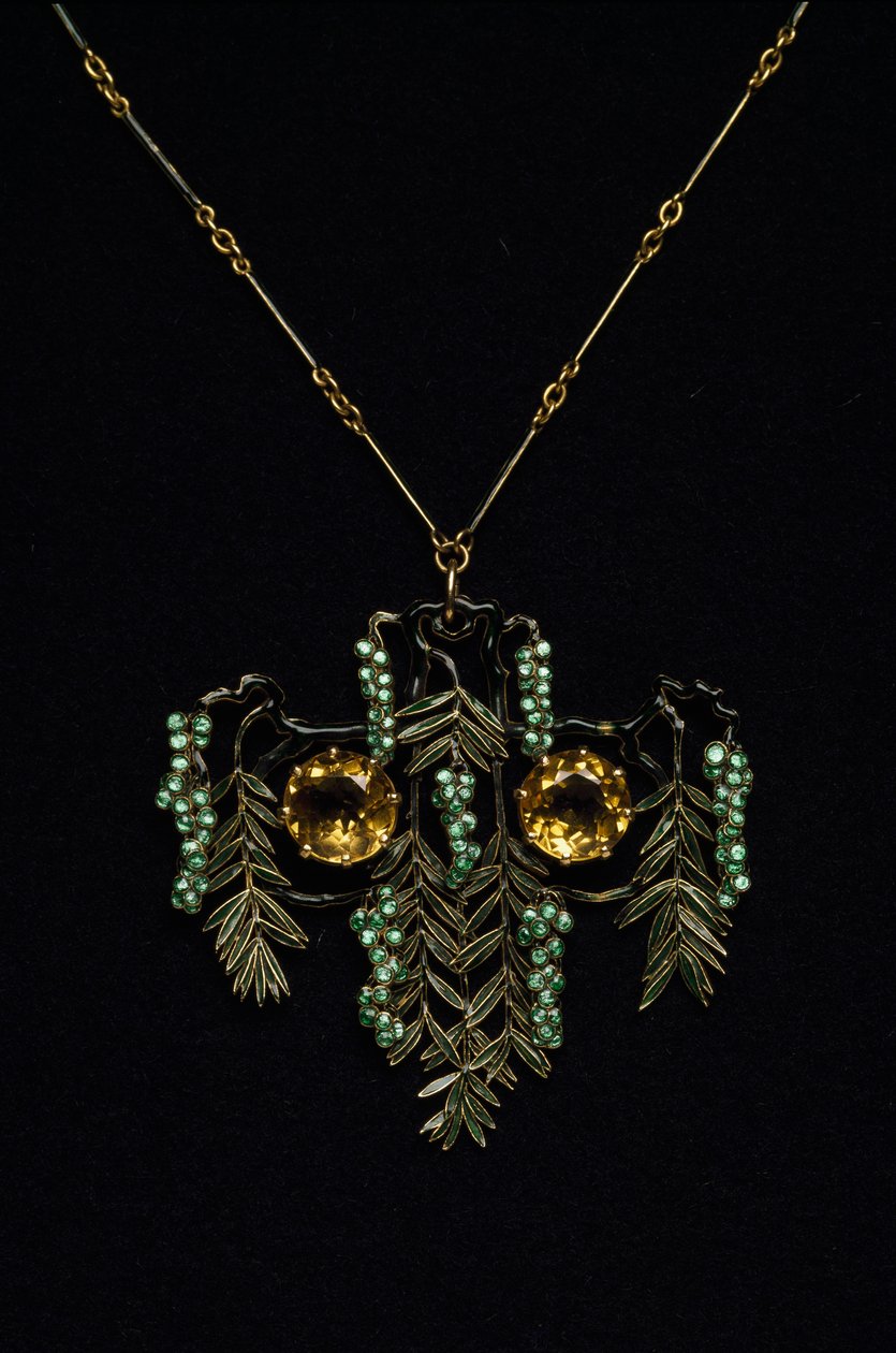 Art Nouveau: colar em ouro, topázio e esmaltes. Atelier rene Lalique. 1900 Parma, coleção particular de Rene Jules Lalique